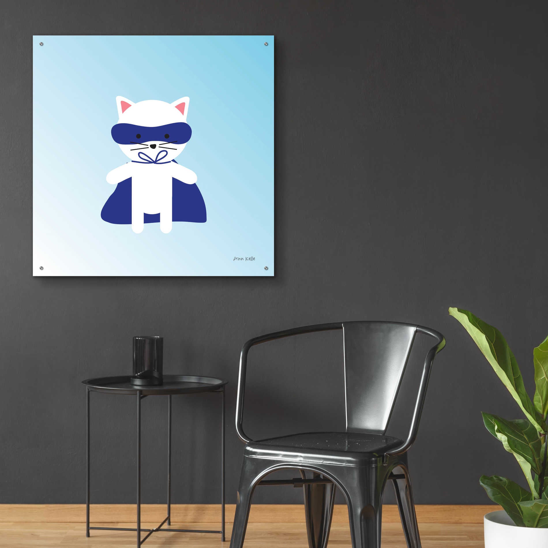 Epic Art 'Cat Super Hero' by Ann Kelle Designs, Acrylic Glass Wall Art,36x36