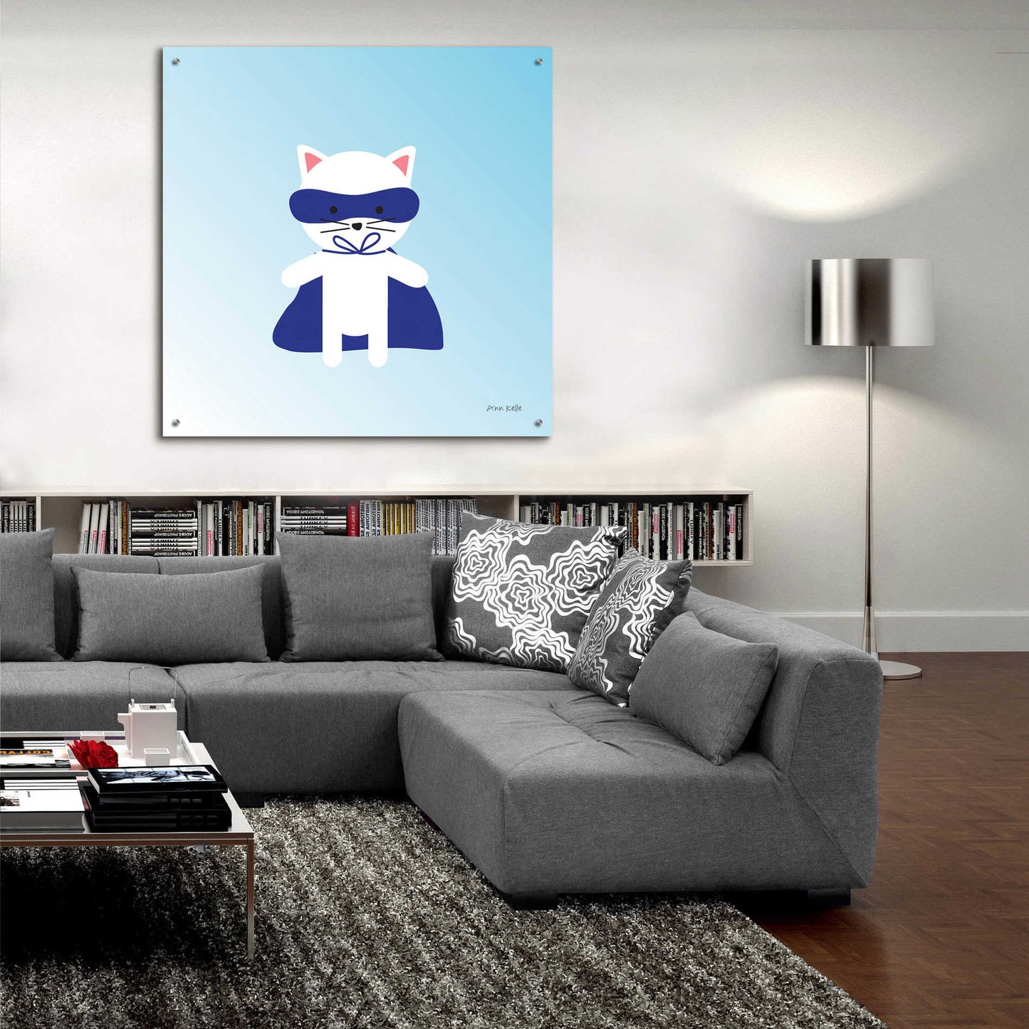 Epic Art 'Cat Super Hero' by Ann Kelle Designs, Acrylic Glass Wall Art,36x36