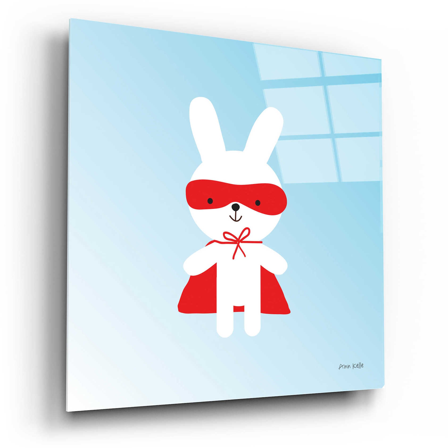 Epic Art 'Rabbit Super Hero' by Ann Kelle Designs, Acrylic Glass Wall Art,12x12