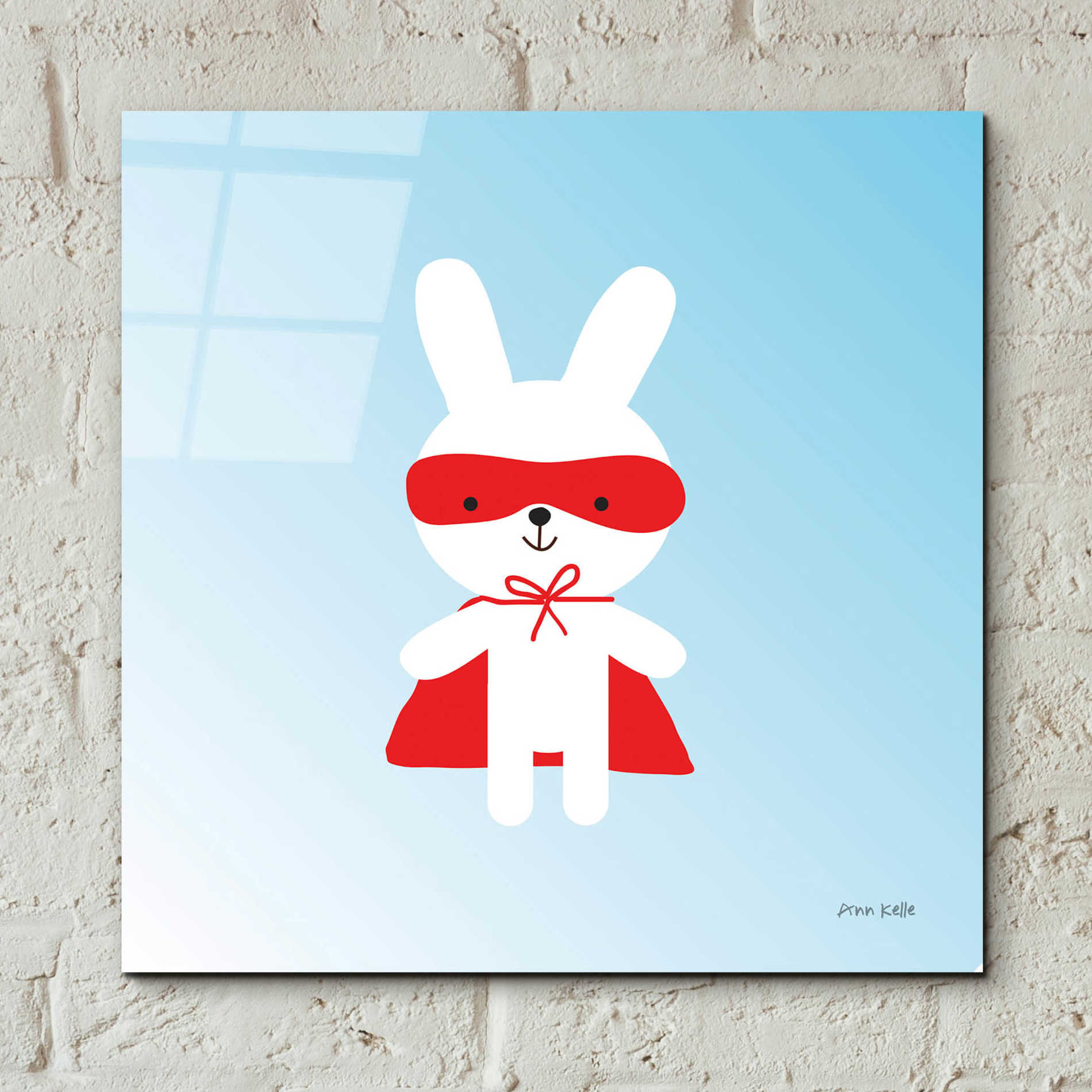 Epic Art 'Rabbit Super Hero' by Ann Kelle Designs, Acrylic Glass Wall Art,12x12