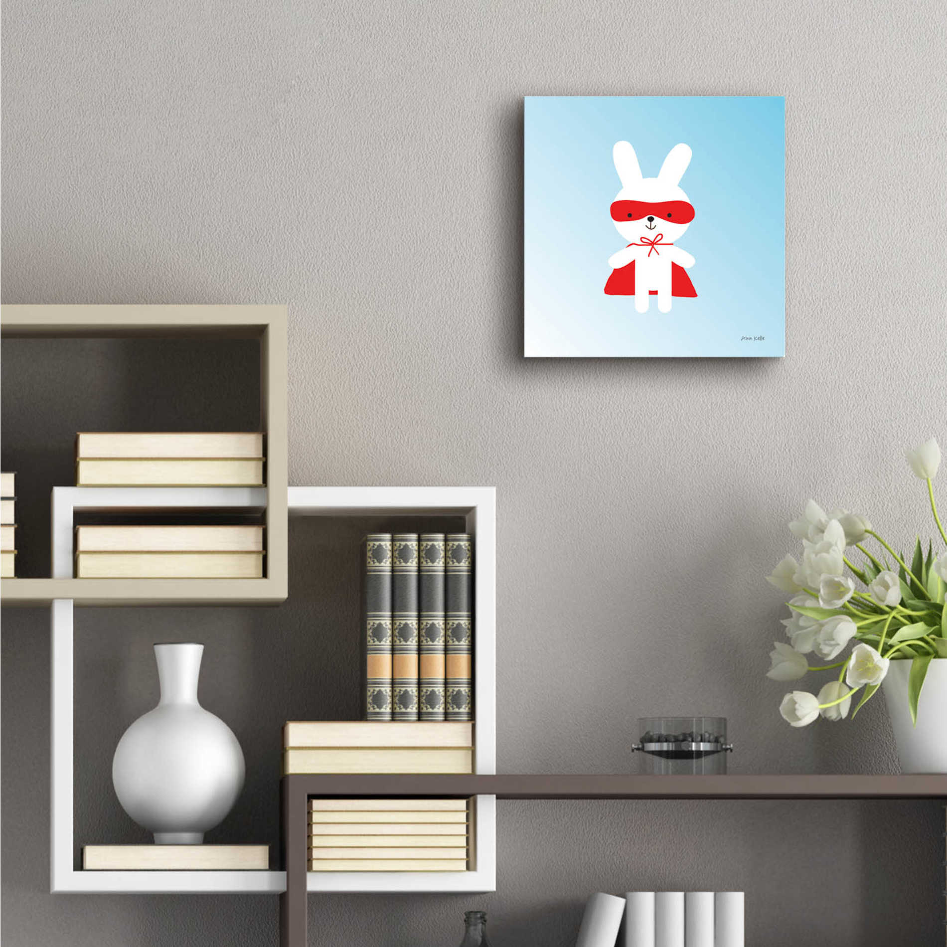 Epic Art 'Rabbit Super Hero' by Ann Kelle Designs, Acrylic Glass Wall Art,12x12