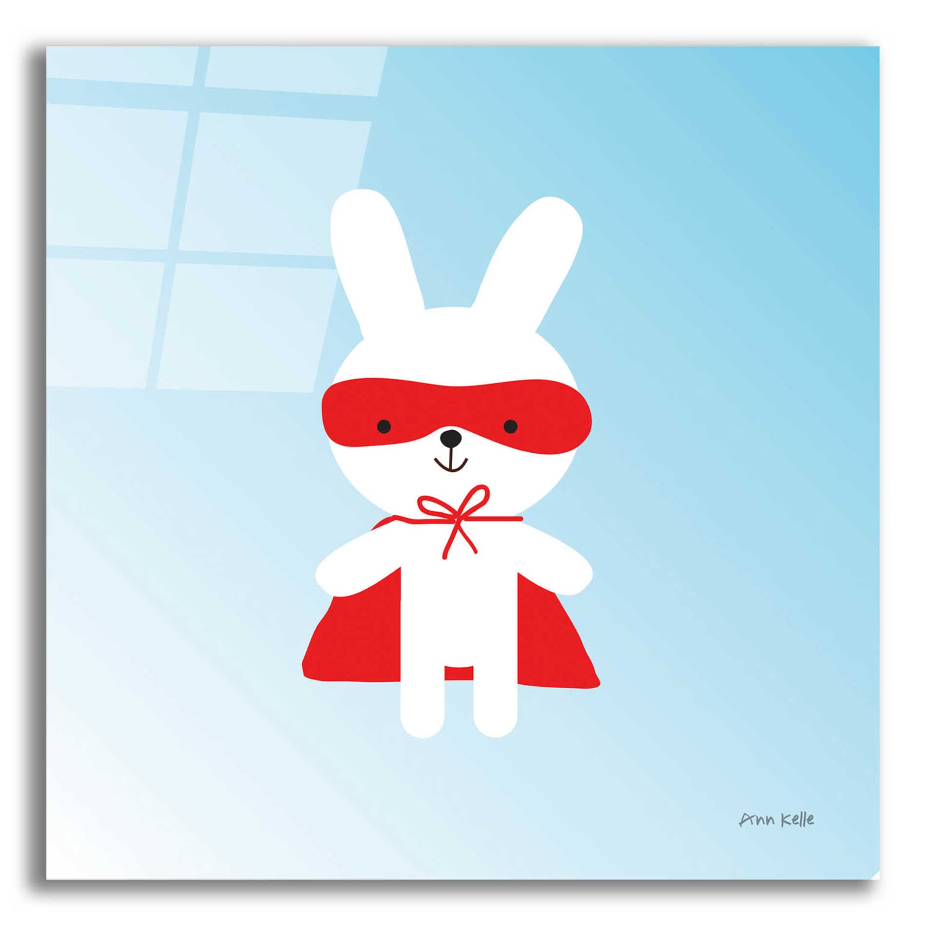 Epic Art 'Rabbit Super Hero' by Ann Kelle Designs, Acrylic Glass Wall Art,12x12