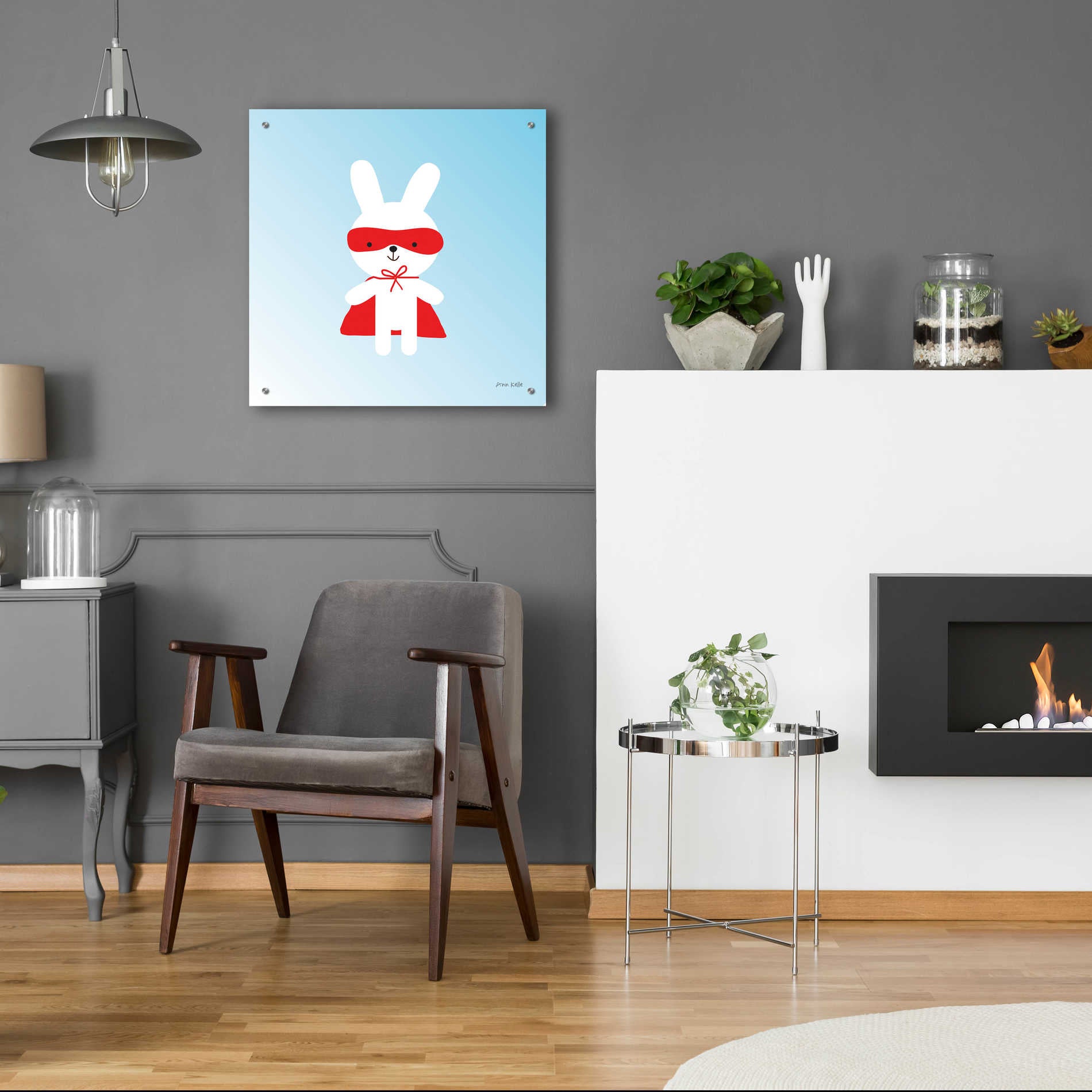 Epic Art 'Rabbit Super Hero' by Ann Kelle Designs, Acrylic Glass Wall Art,24x24