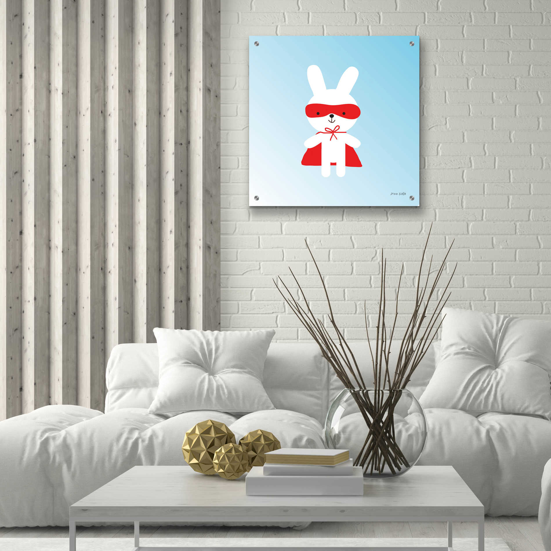 Epic Art 'Rabbit Super Hero' by Ann Kelle Designs, Acrylic Glass Wall Art,24x24