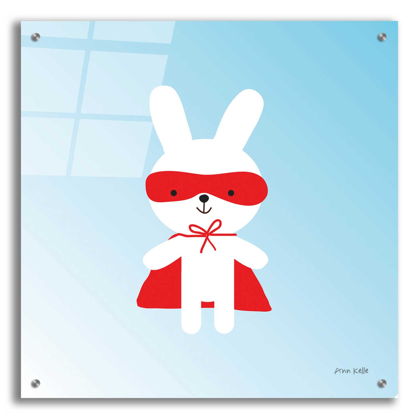 Epic Art 'Rabbit Super Hero' by Ann Kelle Designs, Acrylic Glass Wall Art,24x24