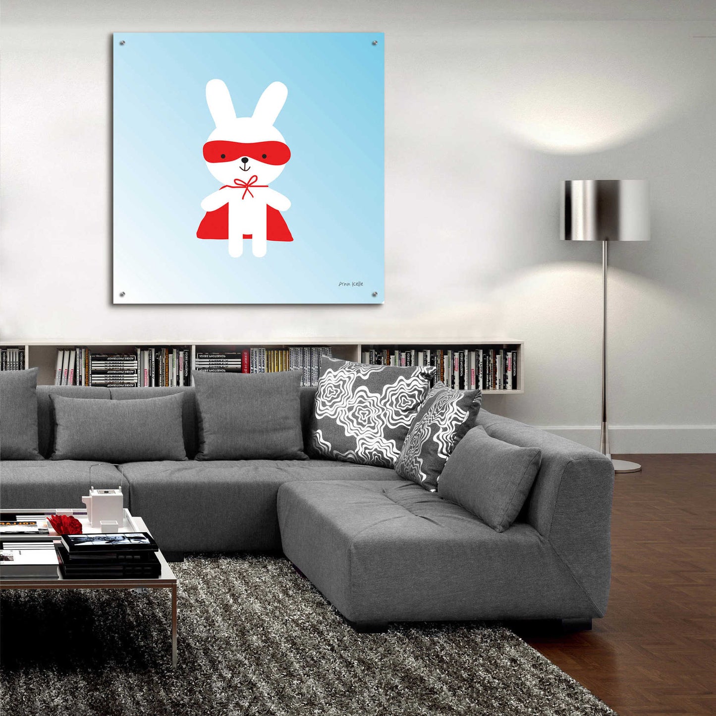 Epic Art 'Rabbit Super Hero' by Ann Kelle Designs, Acrylic Glass Wall Art,36x36