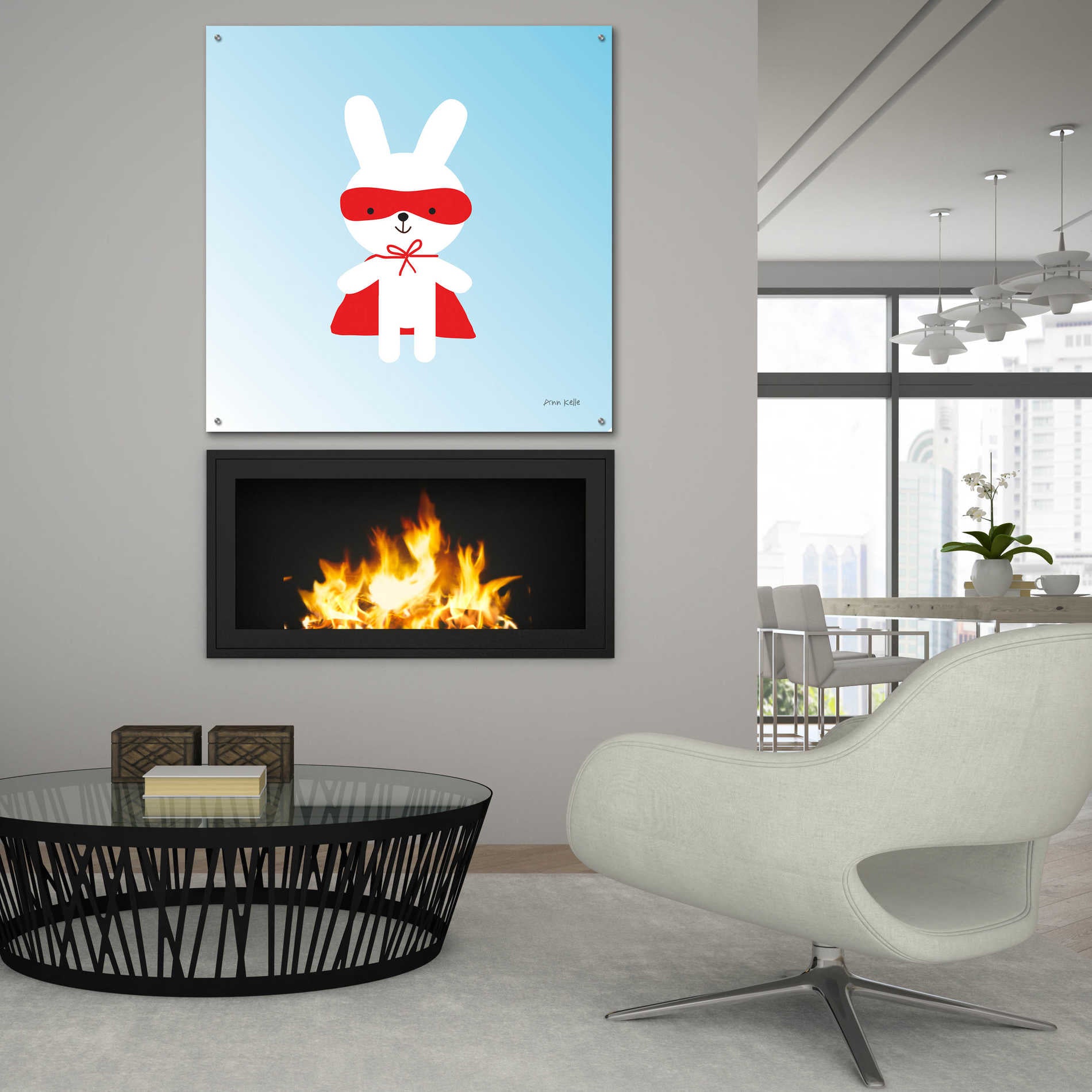 Epic Art 'Rabbit Super Hero' by Ann Kelle Designs, Acrylic Glass Wall Art,36x36