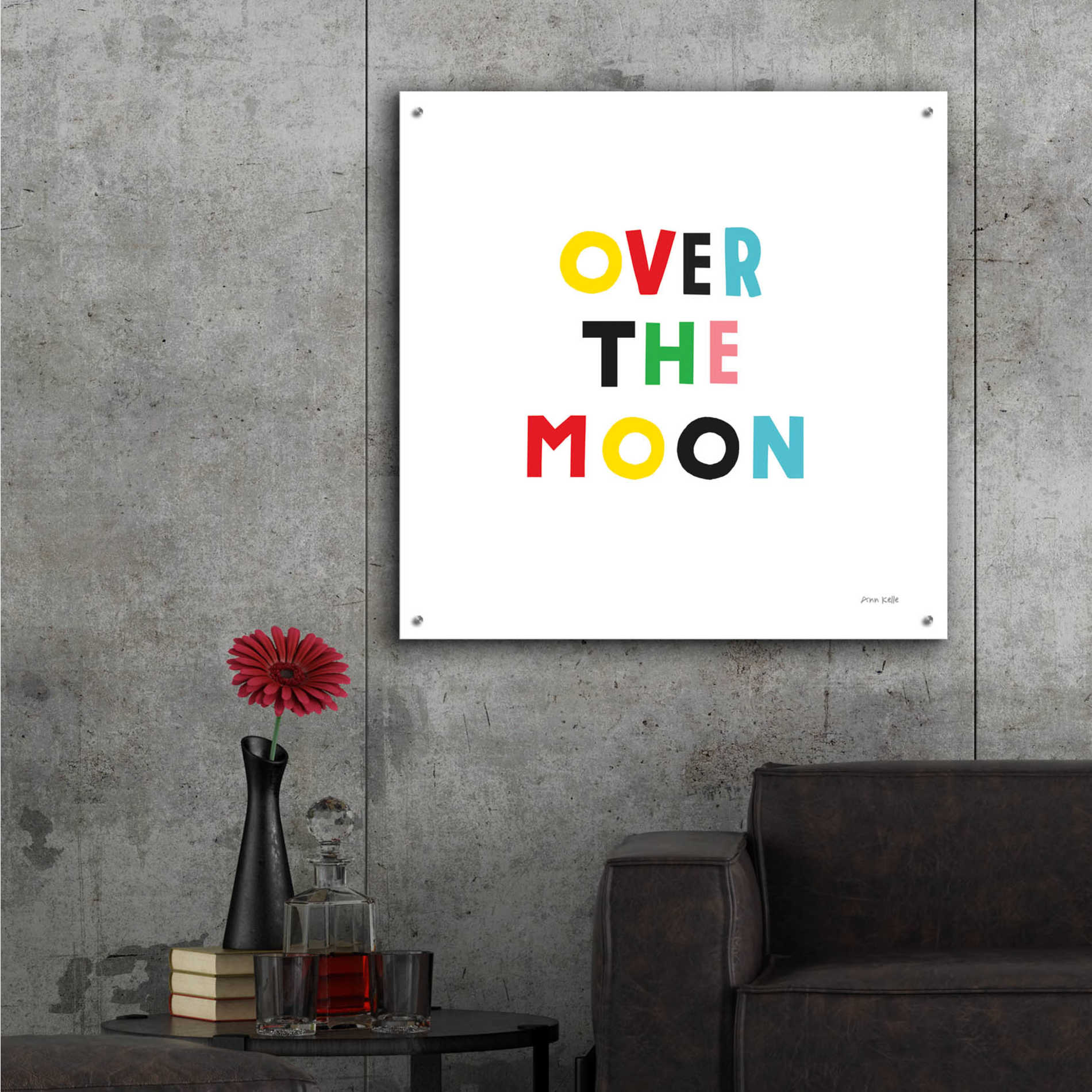 Epic Art 'Over the Moon' by Ann Kelle Designs, Acrylic Glass Wall Art,36x36