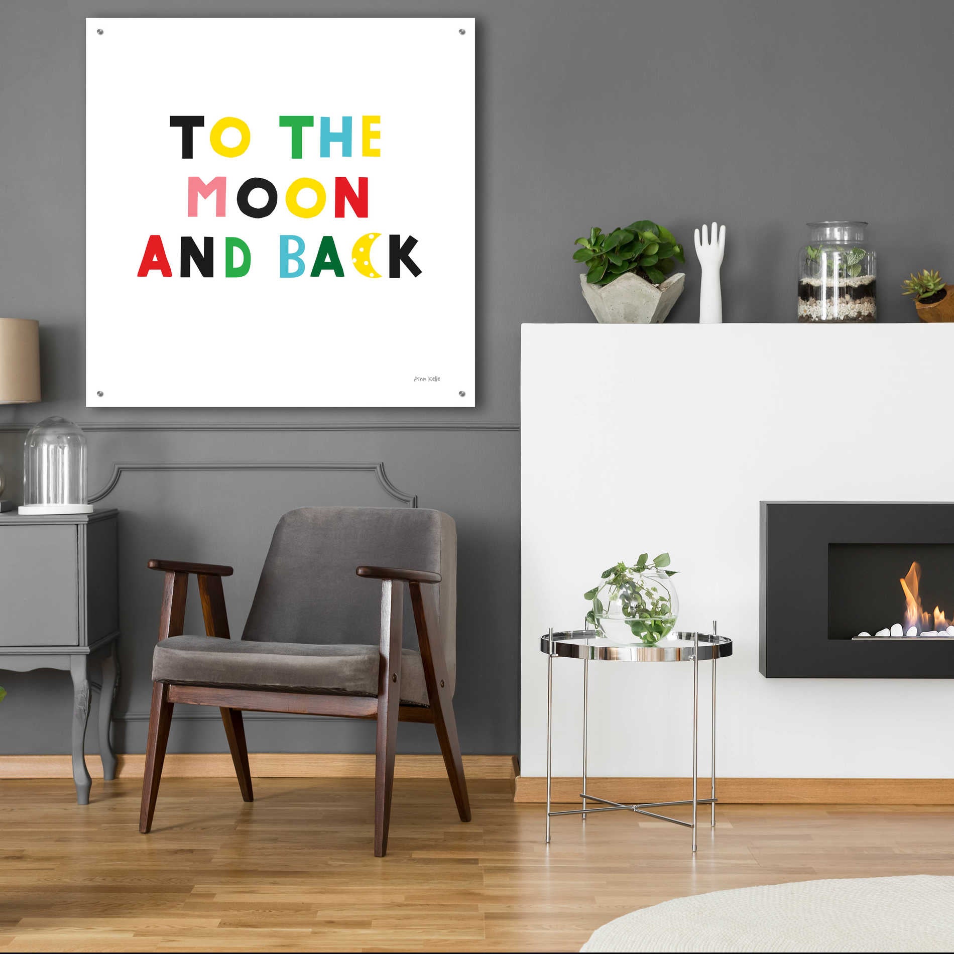 Epic Art 'To the Moon and Back' by Ann Kelle Designs, Acrylic Glass Wall Art,36x36