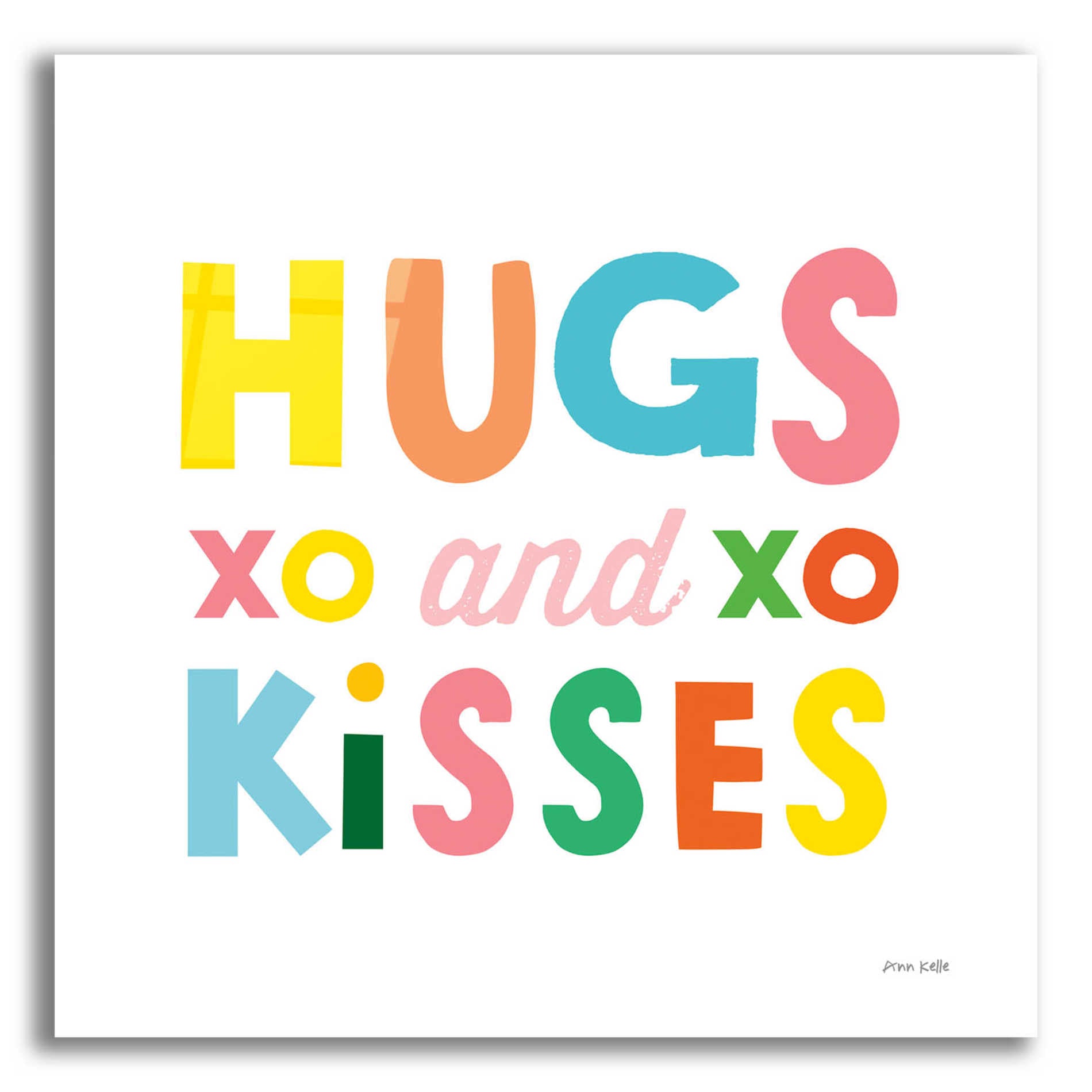 Epic Art 'Hugs and Kisses' by Ann Kelle Designs, Acrylic Glass Wall Art,12x12