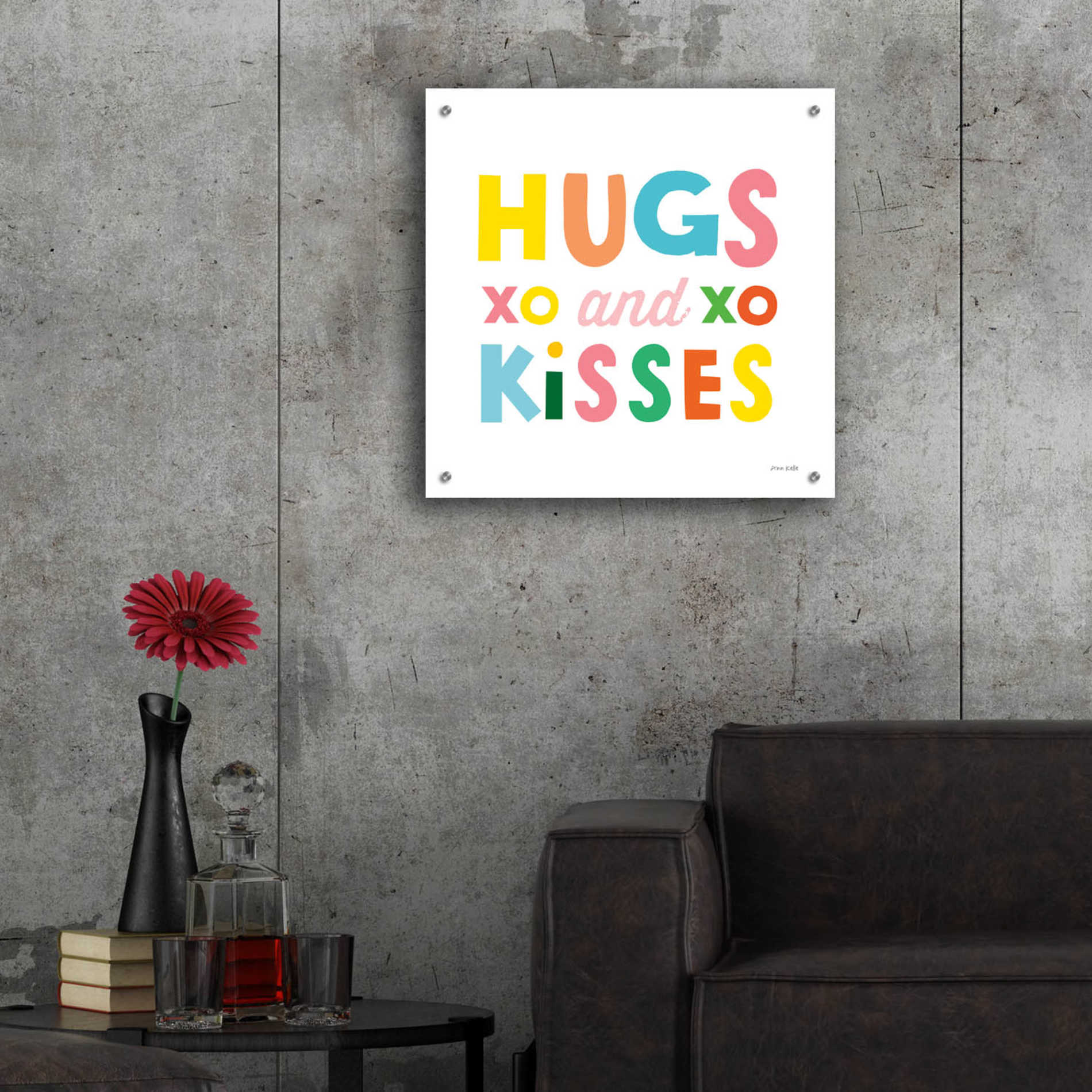 Epic Art 'Hugs and Kisses' by Ann Kelle Designs, Acrylic Glass Wall Art,24x24