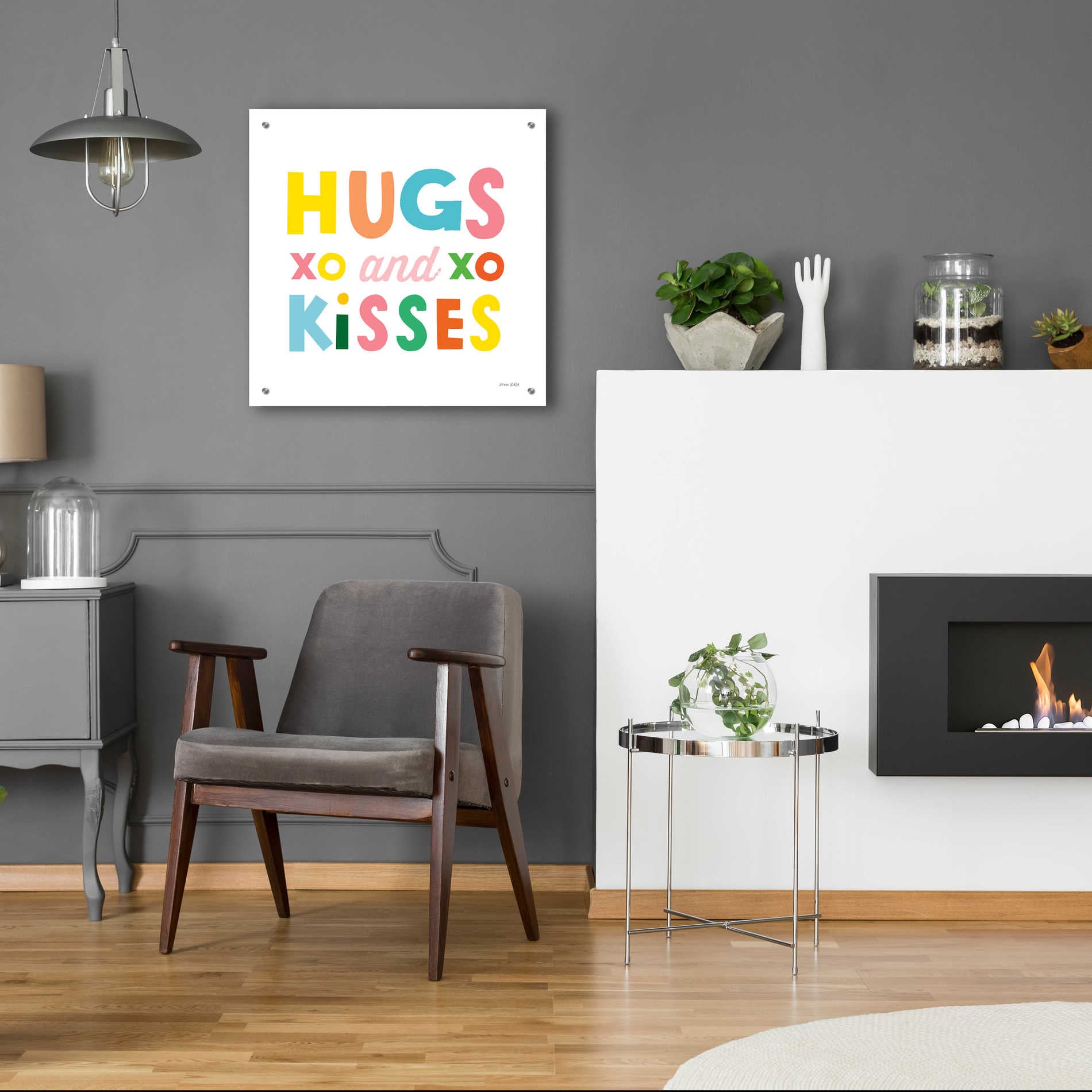 Epic Art 'Hugs and Kisses' by Ann Kelle Designs, Acrylic Glass Wall Art,24x24