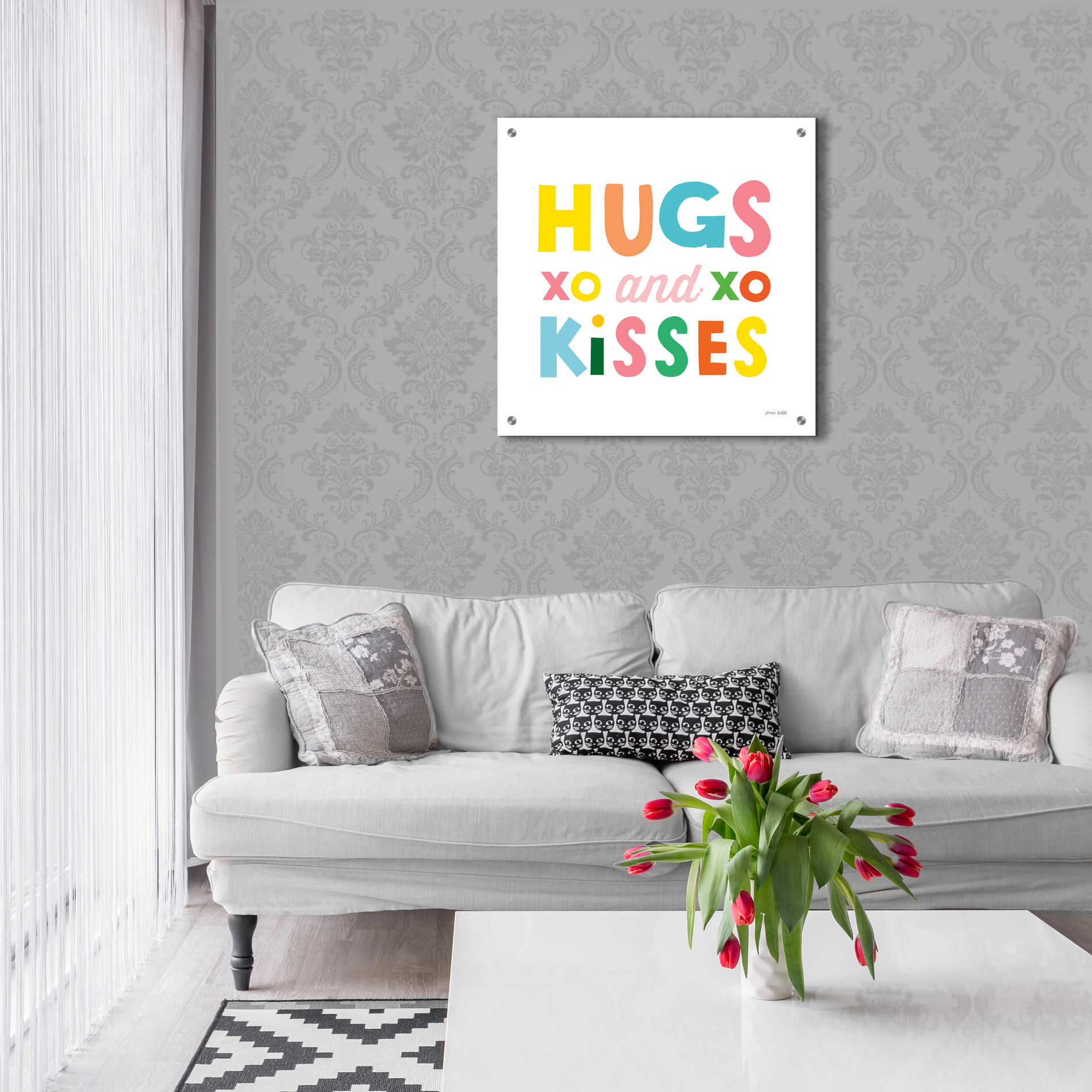 Epic Art 'Hugs and Kisses' by Ann Kelle Designs, Acrylic Glass Wall Art,24x24