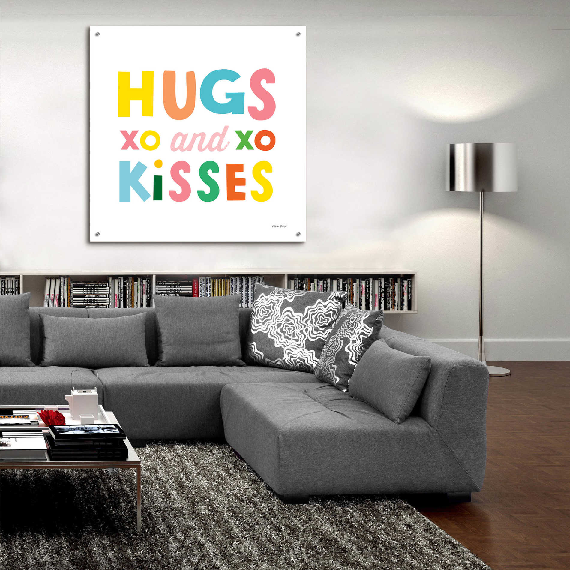 Epic Art 'Hugs and Kisses' by Ann Kelle Designs, Acrylic Glass Wall Art,36x36