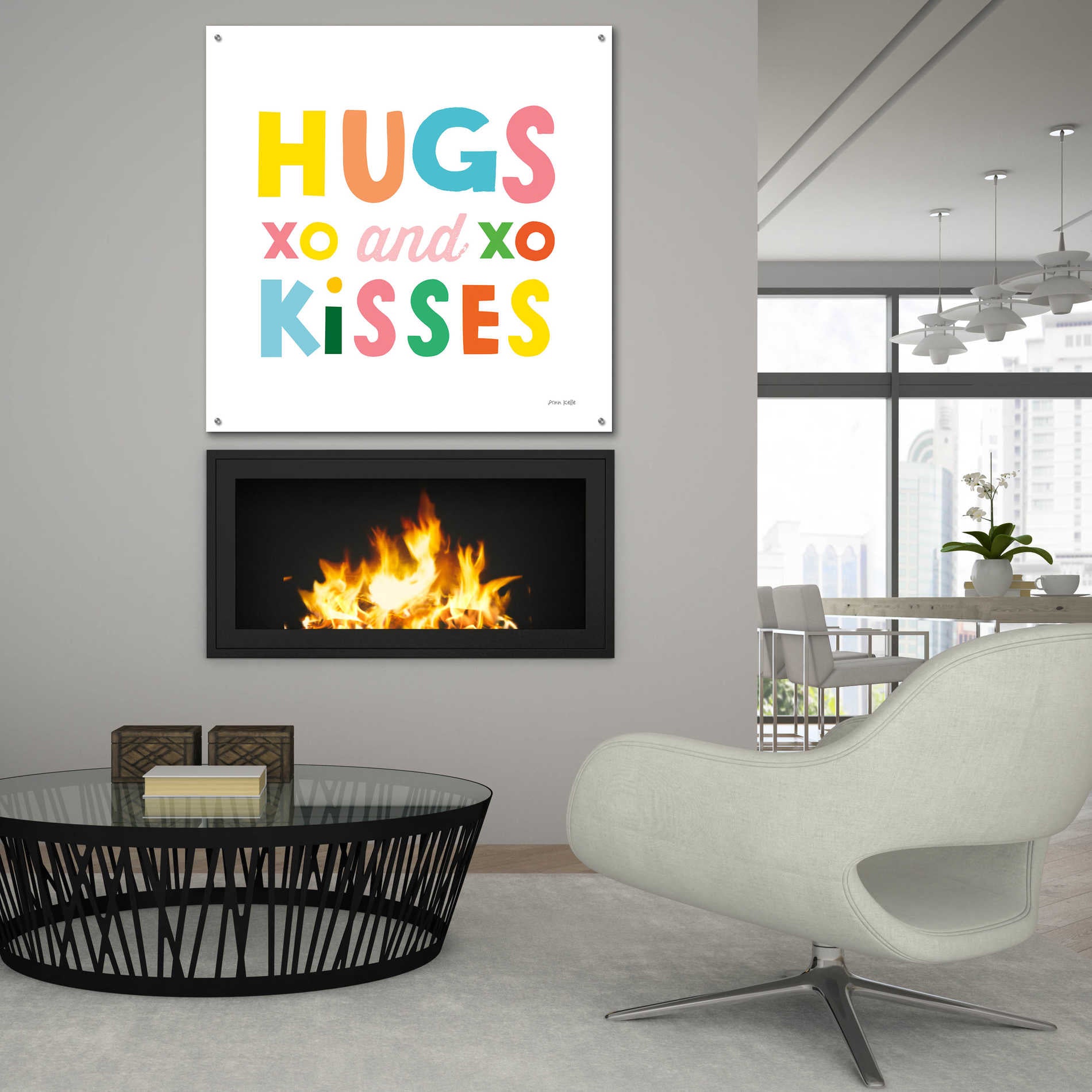 Epic Art 'Hugs and Kisses' by Ann Kelle Designs, Acrylic Glass Wall Art,36x36