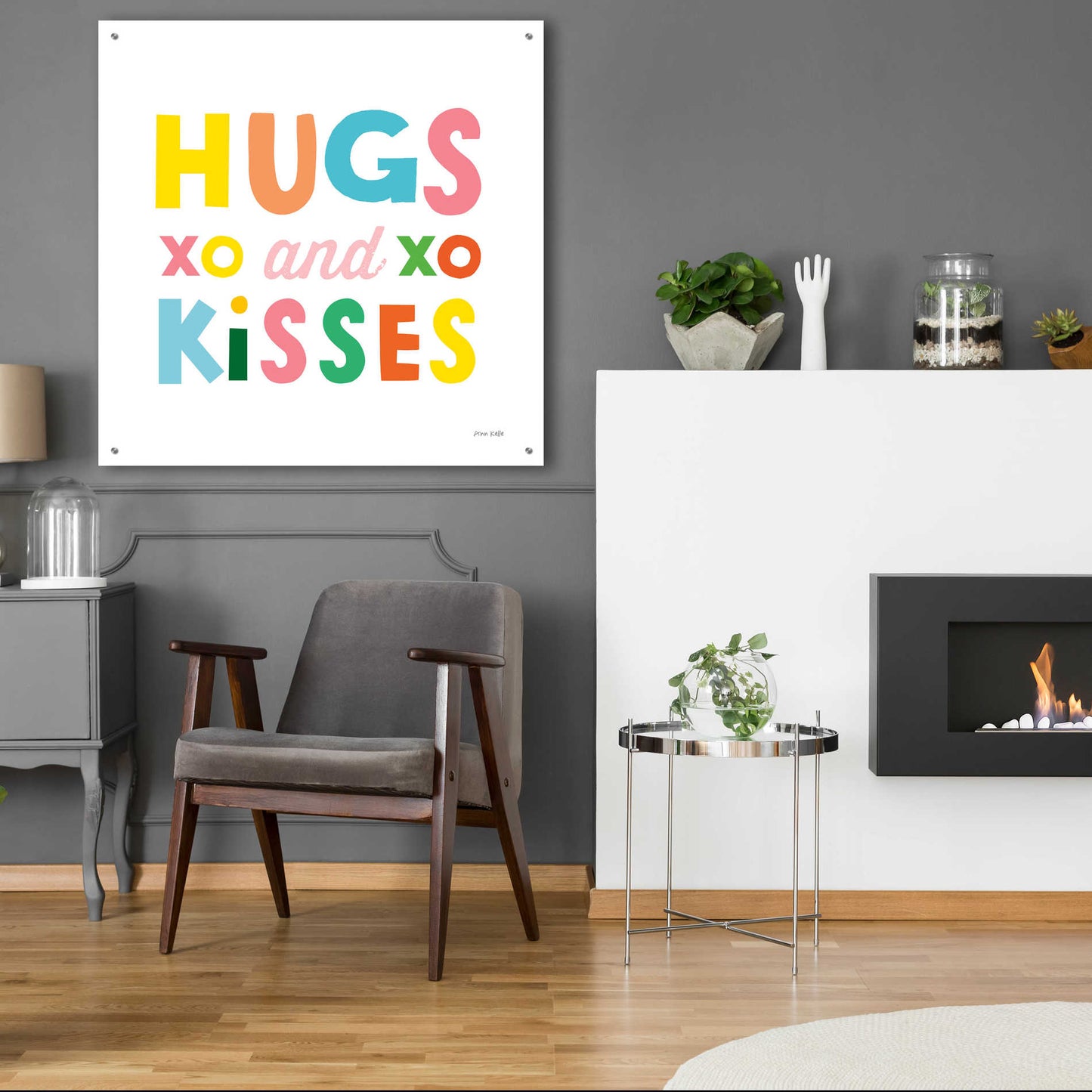 Epic Art 'Hugs and Kisses' by Ann Kelle Designs, Acrylic Glass Wall Art,36x36