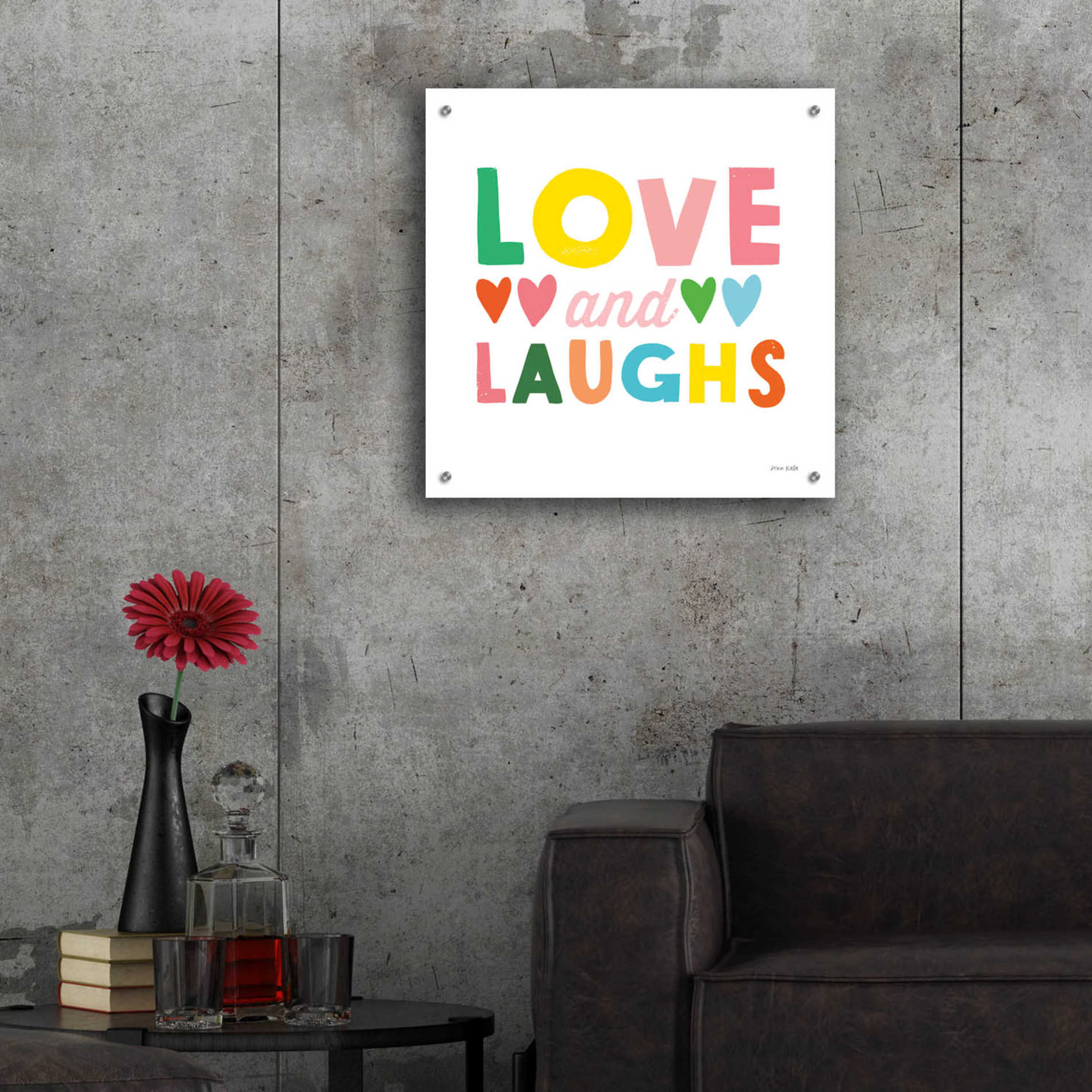 Epic Art 'Love and Laughs' by Ann Kelle Designs, Acrylic Glass Wall Art,24x24