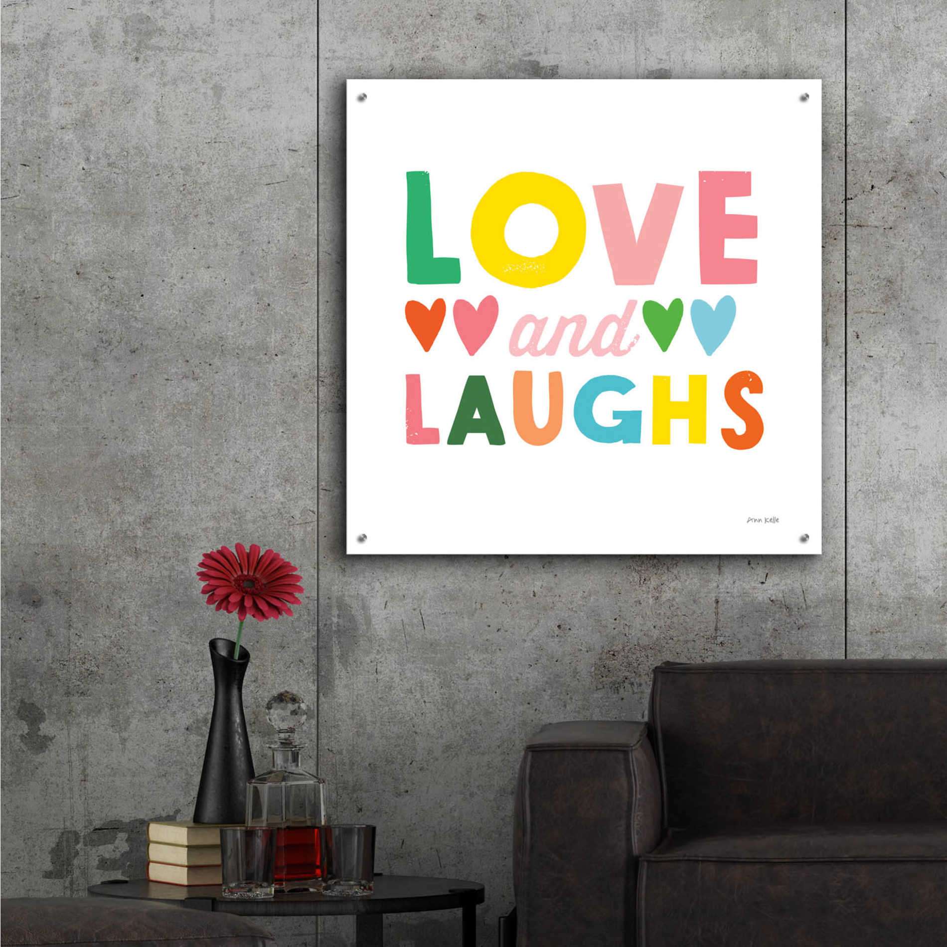 Epic Art 'Love and Laughs' by Ann Kelle Designs, Acrylic Glass Wall Art,36x36