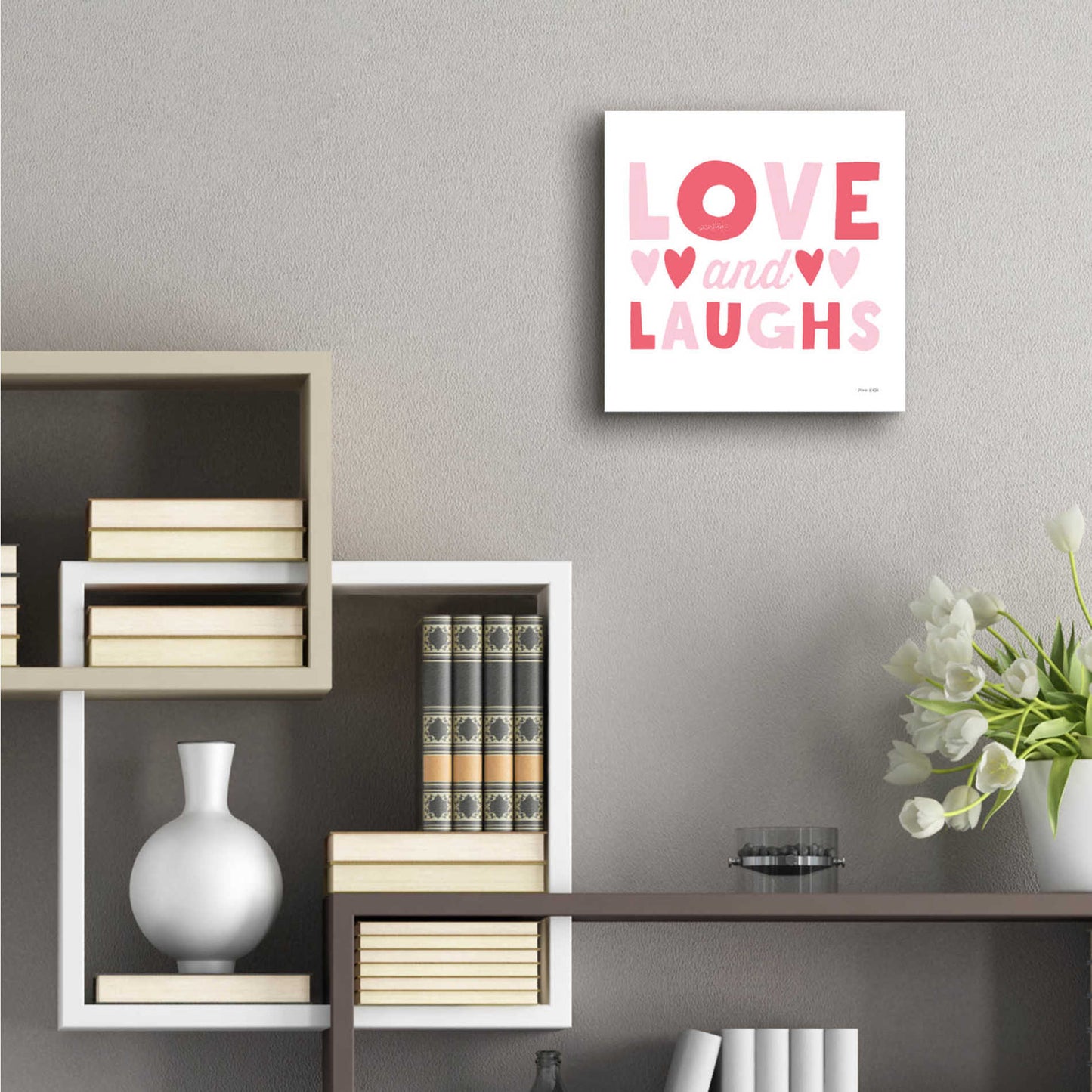 Epic Art 'Love and Laughs Pink' by Ann Kelle Designs, Acrylic Glass Wall Art,12x12