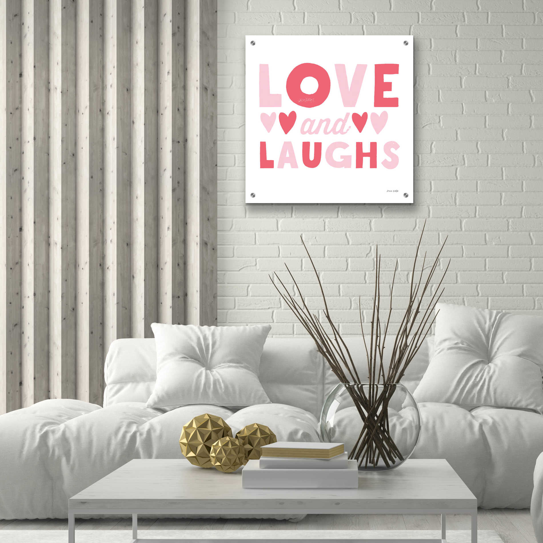 Epic Art 'Love and Laughs Pink' by Ann Kelle Designs, Acrylic Glass Wall Art,24x24