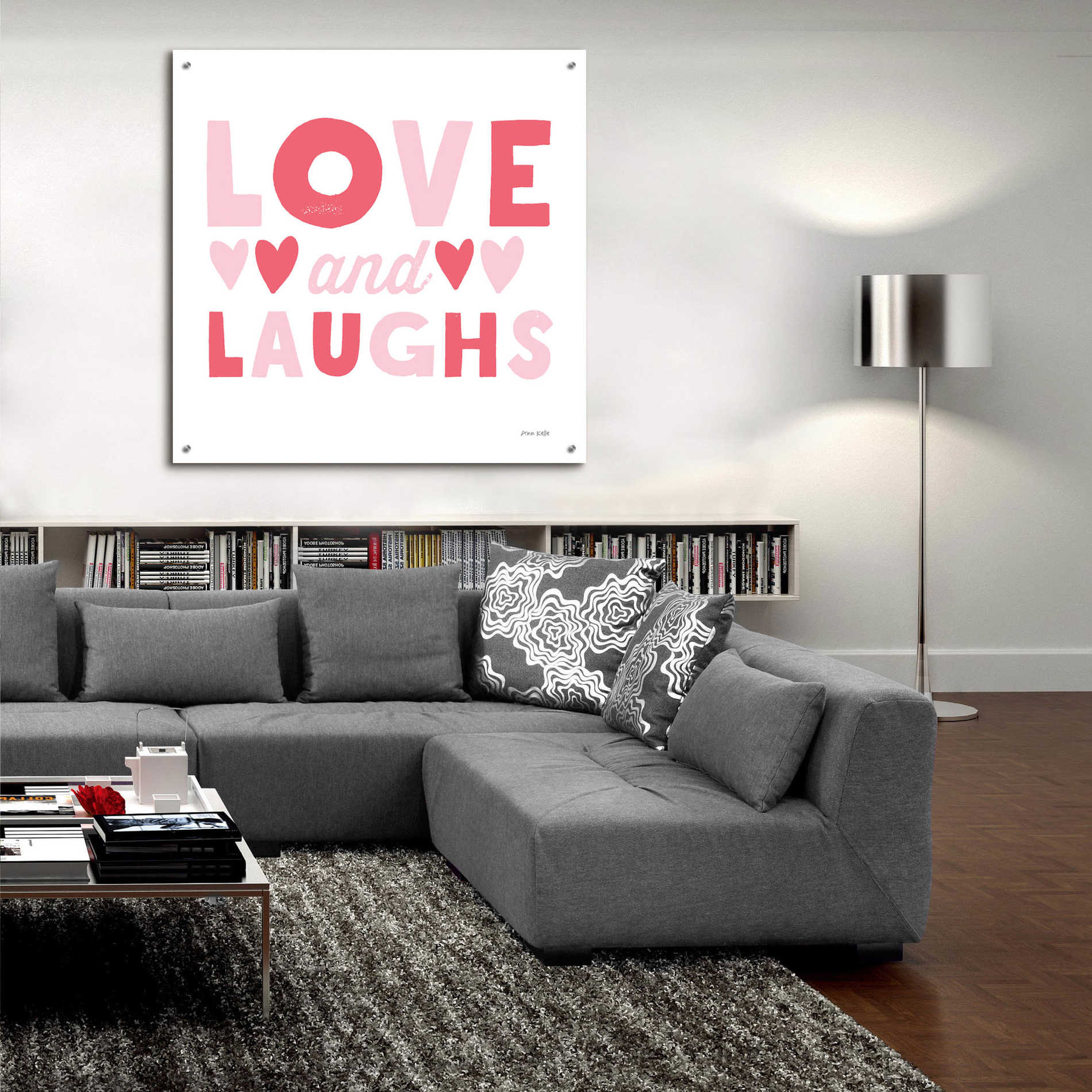 Epic Art 'Love and Laughs Pink' by Ann Kelle Designs, Acrylic Glass Wall Art,36x36