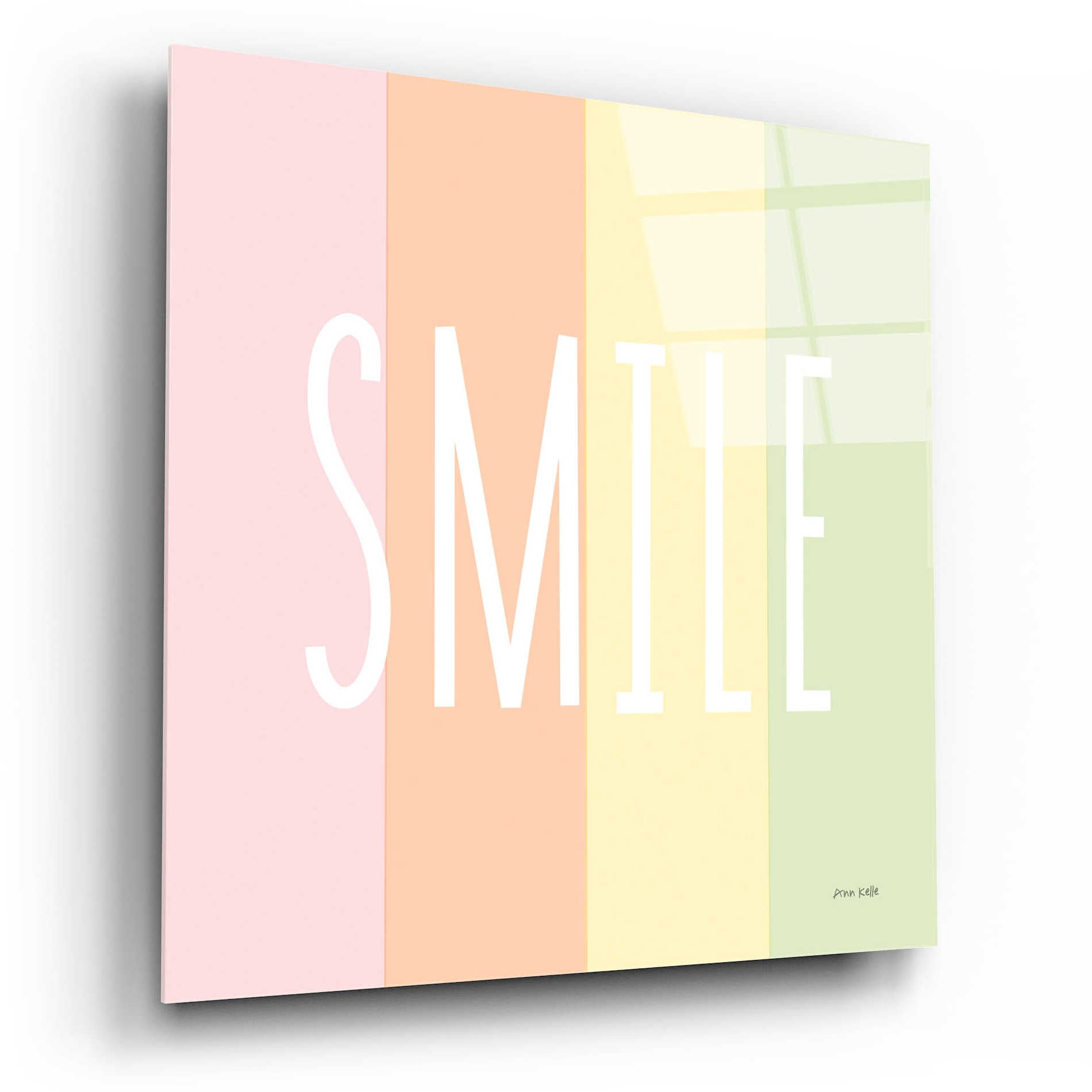 Epic Art 'Smile Rainbow' by Ann Kelle Designs, Acrylic Glass Wall Art,12x12