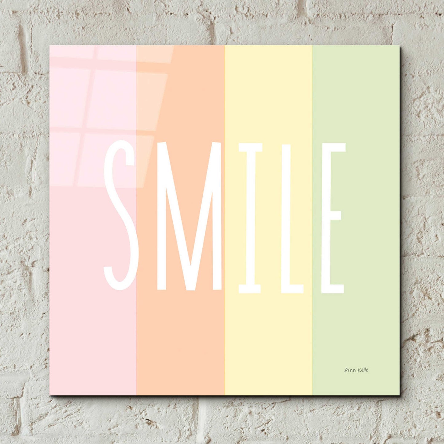 Epic Art 'Smile Rainbow' by Ann Kelle Designs, Acrylic Glass Wall Art,12x12