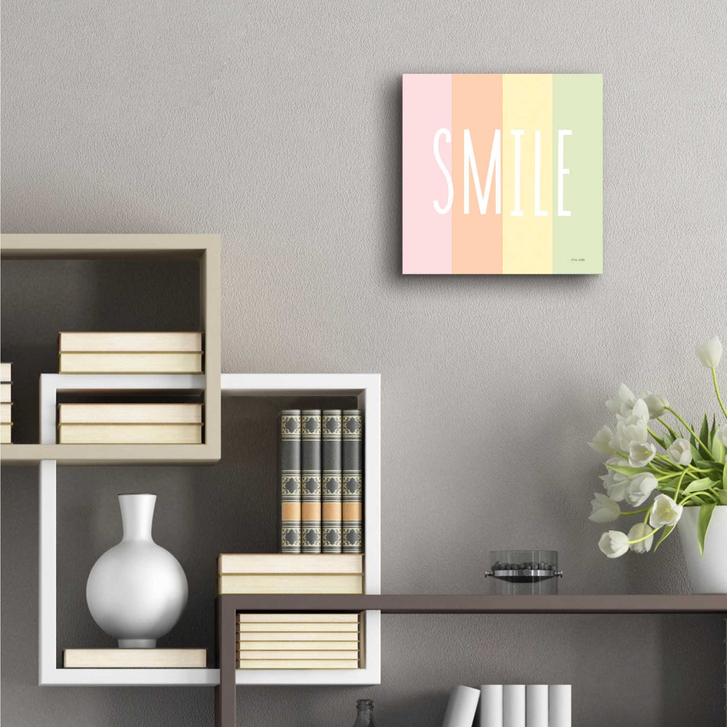 Epic Art 'Smile Rainbow' by Ann Kelle Designs, Acrylic Glass Wall Art,12x12