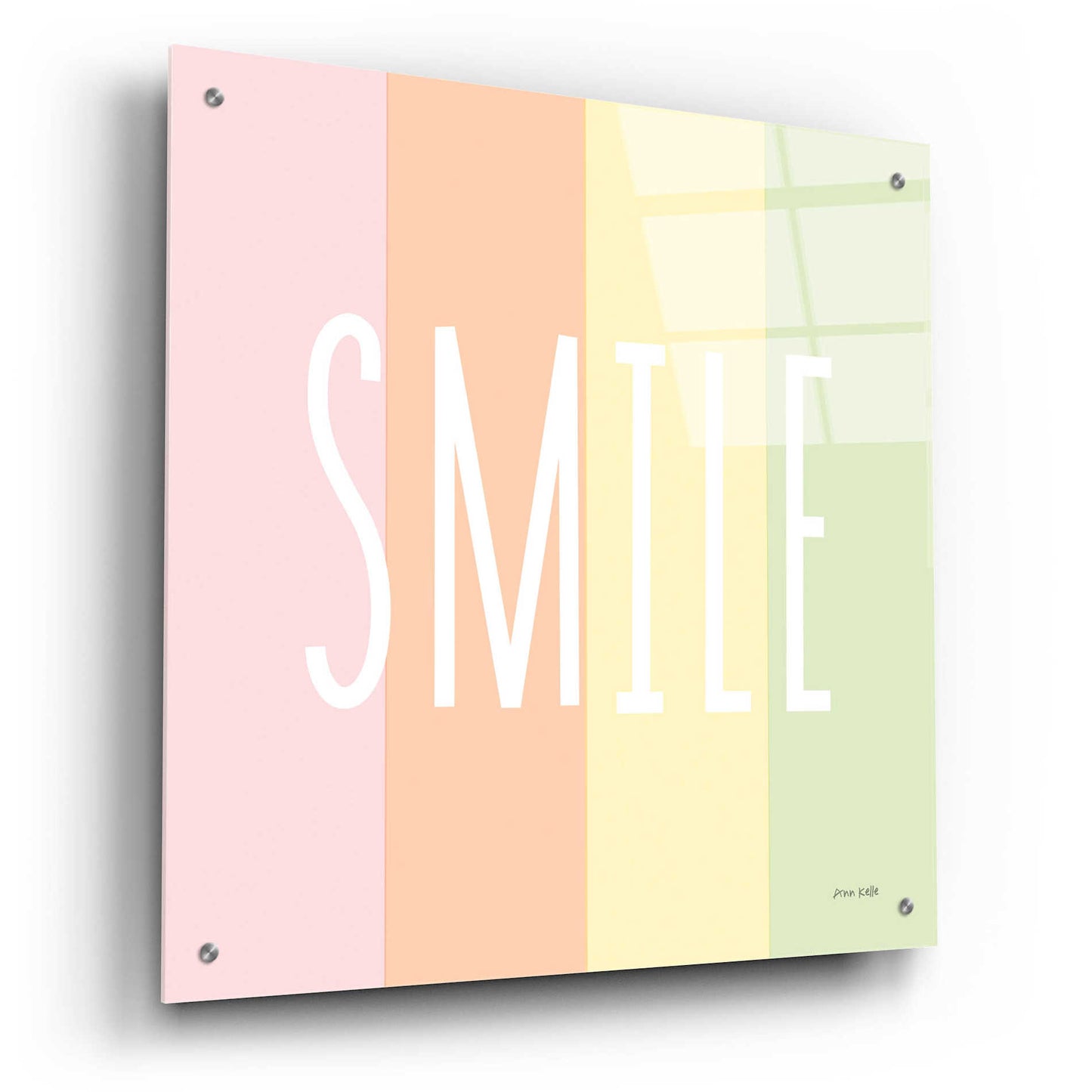 Epic Art 'Smile Rainbow' by Ann Kelle Designs, Acrylic Glass Wall Art,24x24