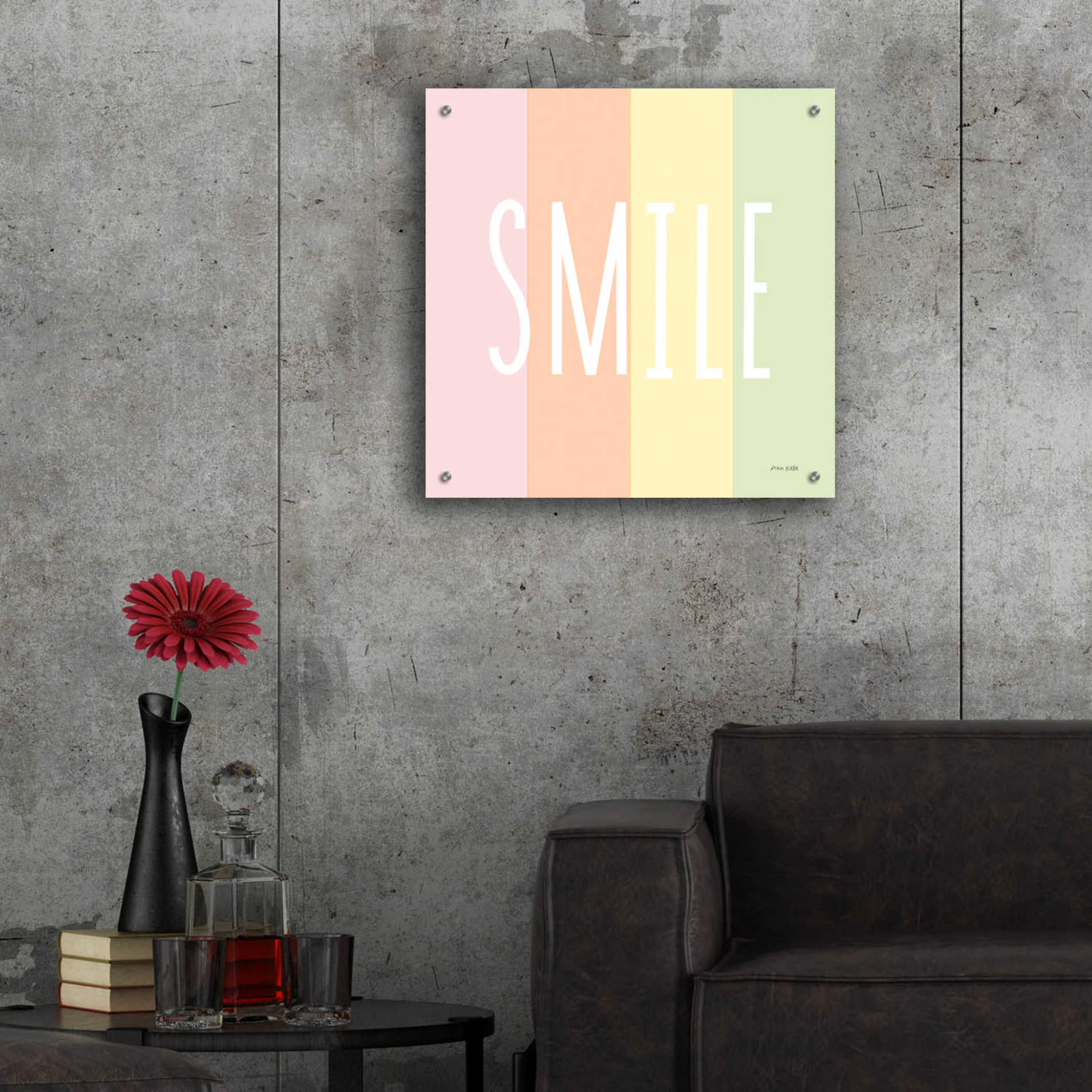 Epic Art 'Smile Rainbow' by Ann Kelle Designs, Acrylic Glass Wall Art,24x24