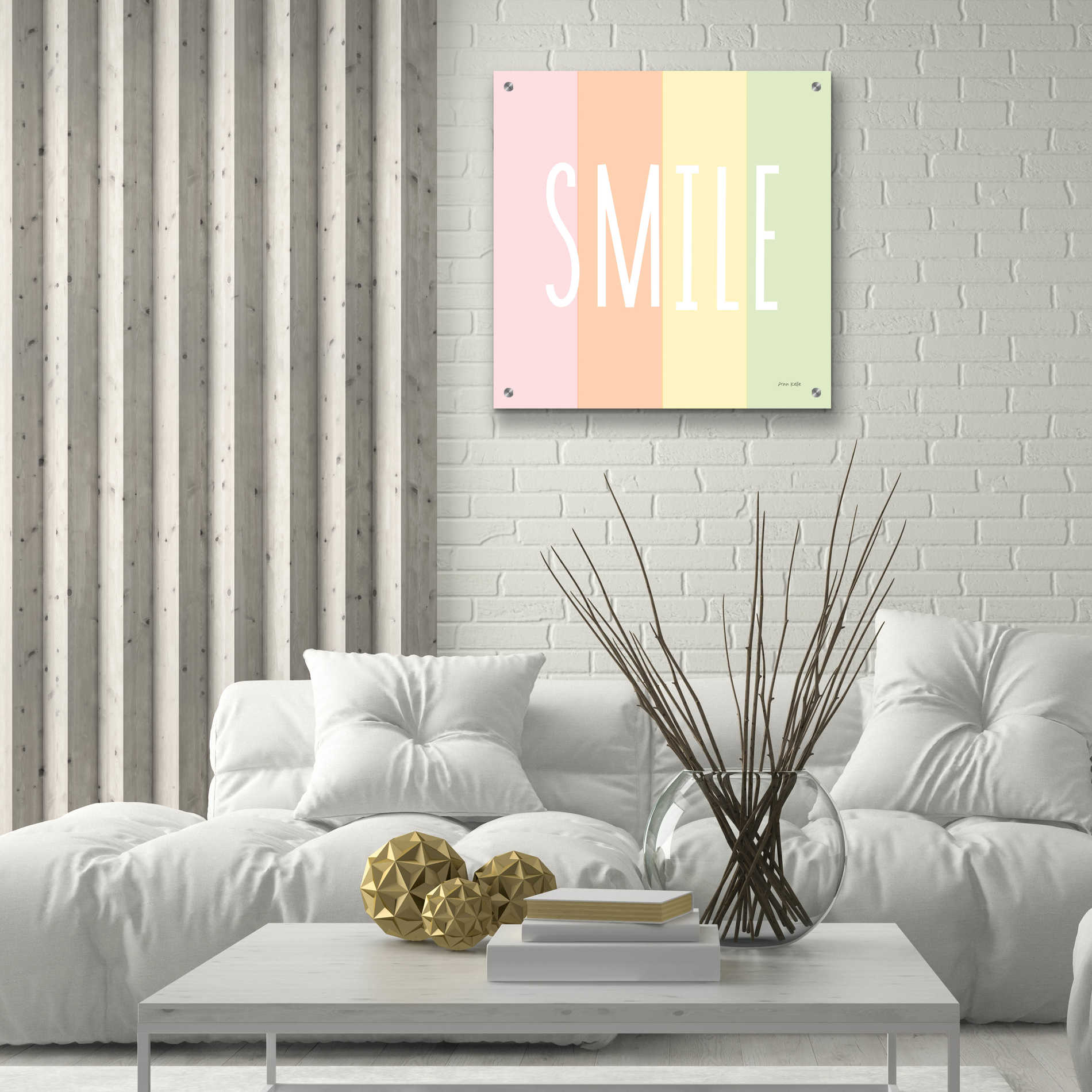 Epic Art 'Smile Rainbow' by Ann Kelle Designs, Acrylic Glass Wall Art,24x24