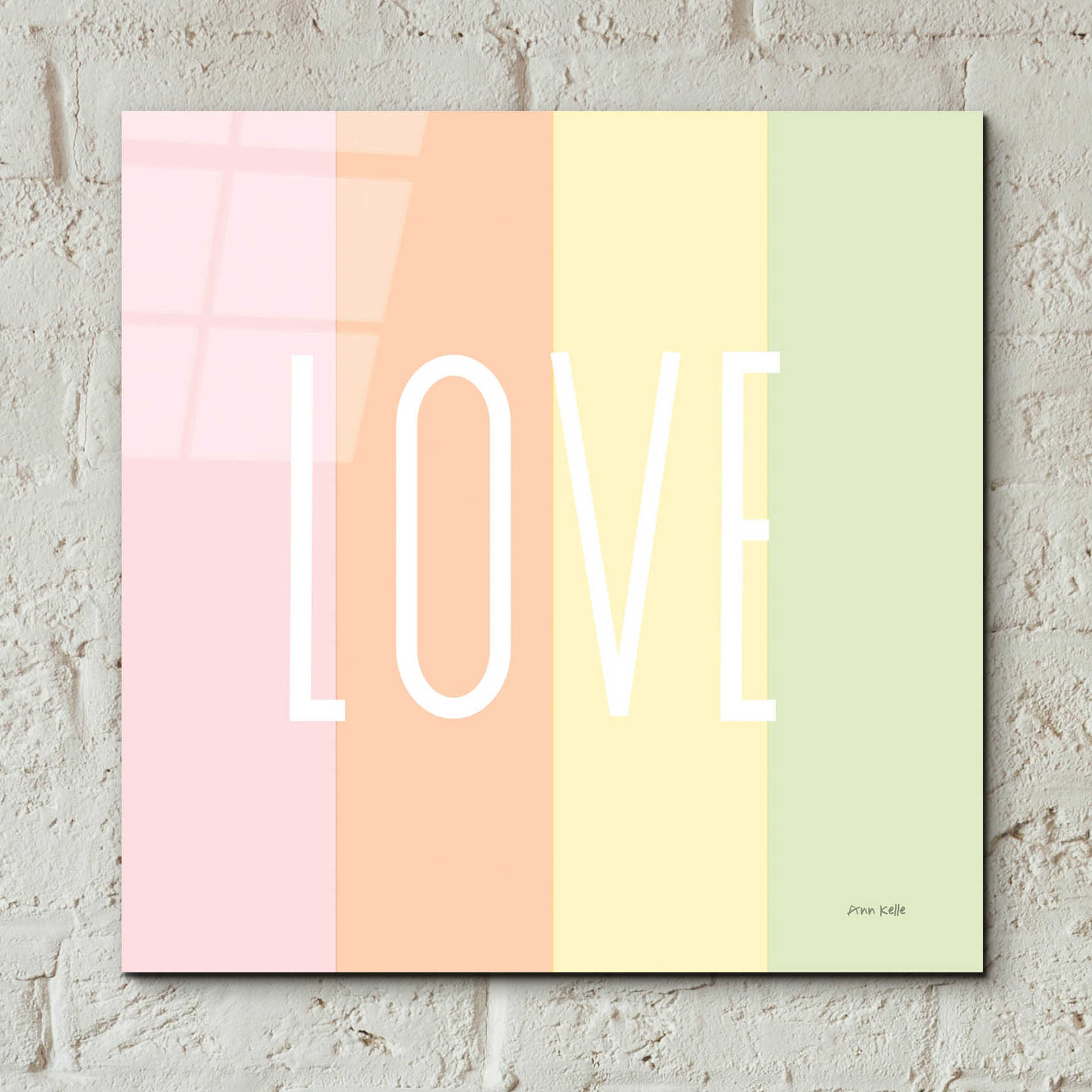 Epic Art 'Love Rainbow' by Ann Kelle Designs, Acrylic Glass Wall Art,12x12