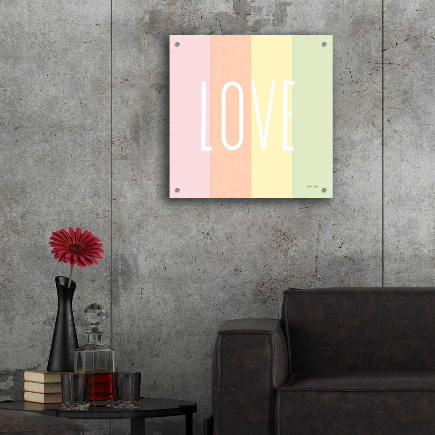 Epic Art 'Love Rainbow' by Ann Kelle Designs, Acrylic Glass Wall Art,24x24