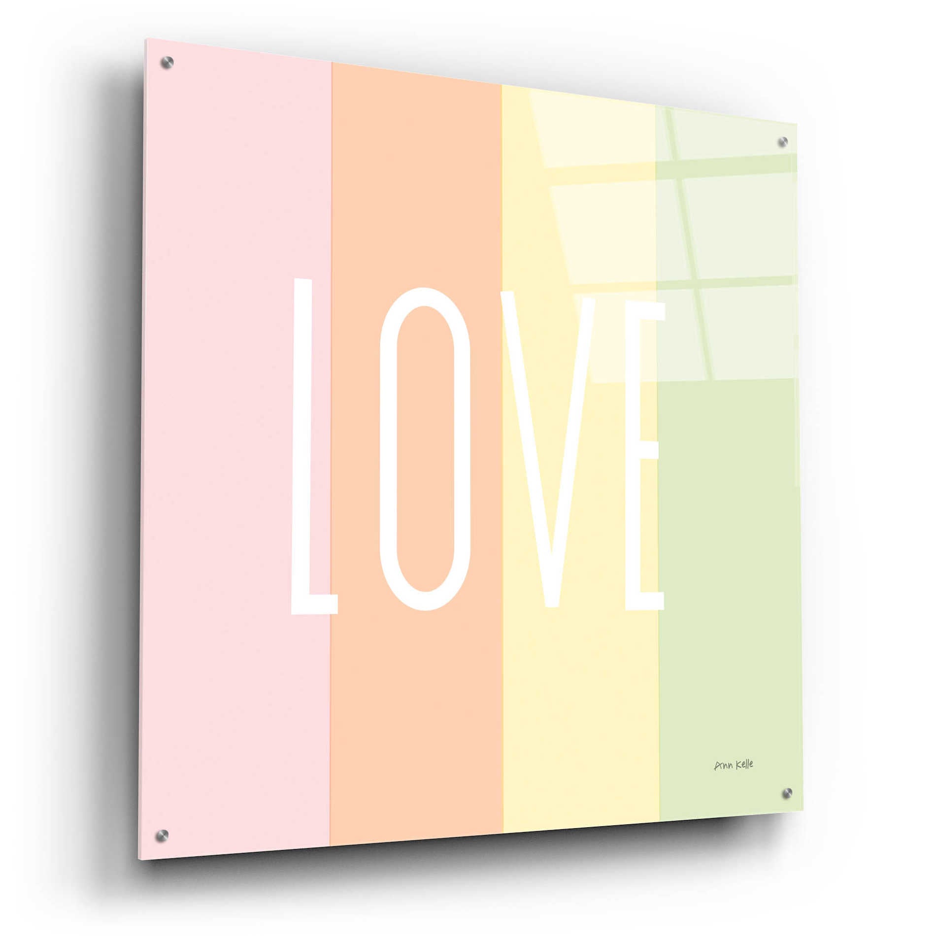 Epic Art 'Love Rainbow' by Ann Kelle Designs, Acrylic Glass Wall Art,36x36