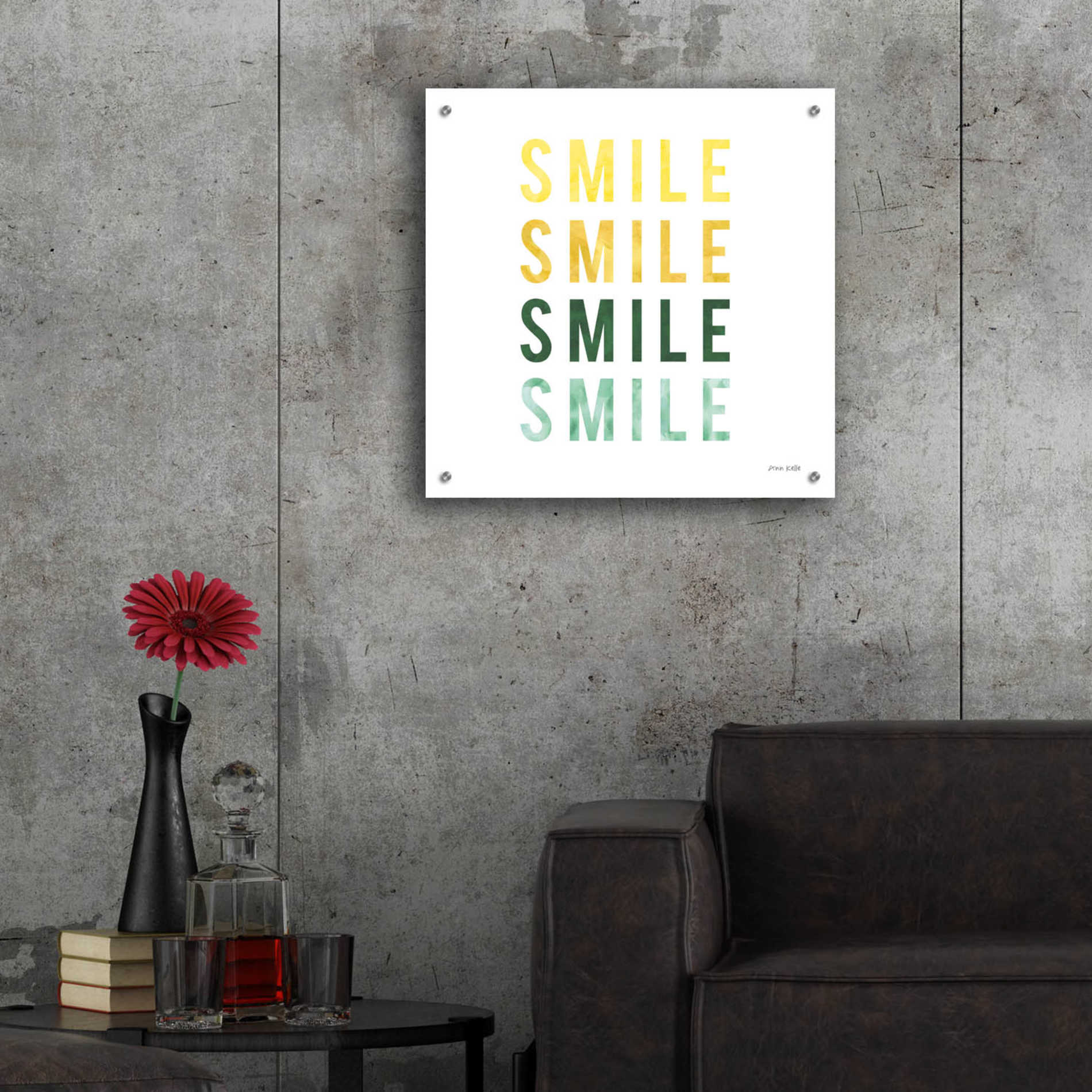 Epic Art 'Smile Smile' by Ann Kelle Designs, Acrylic Glass Wall Art,24x24