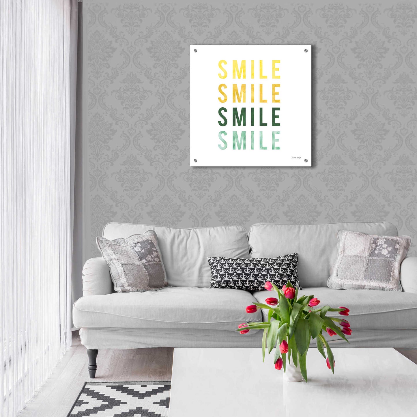 Epic Art 'Smile Smile' by Ann Kelle Designs, Acrylic Glass Wall Art,24x24