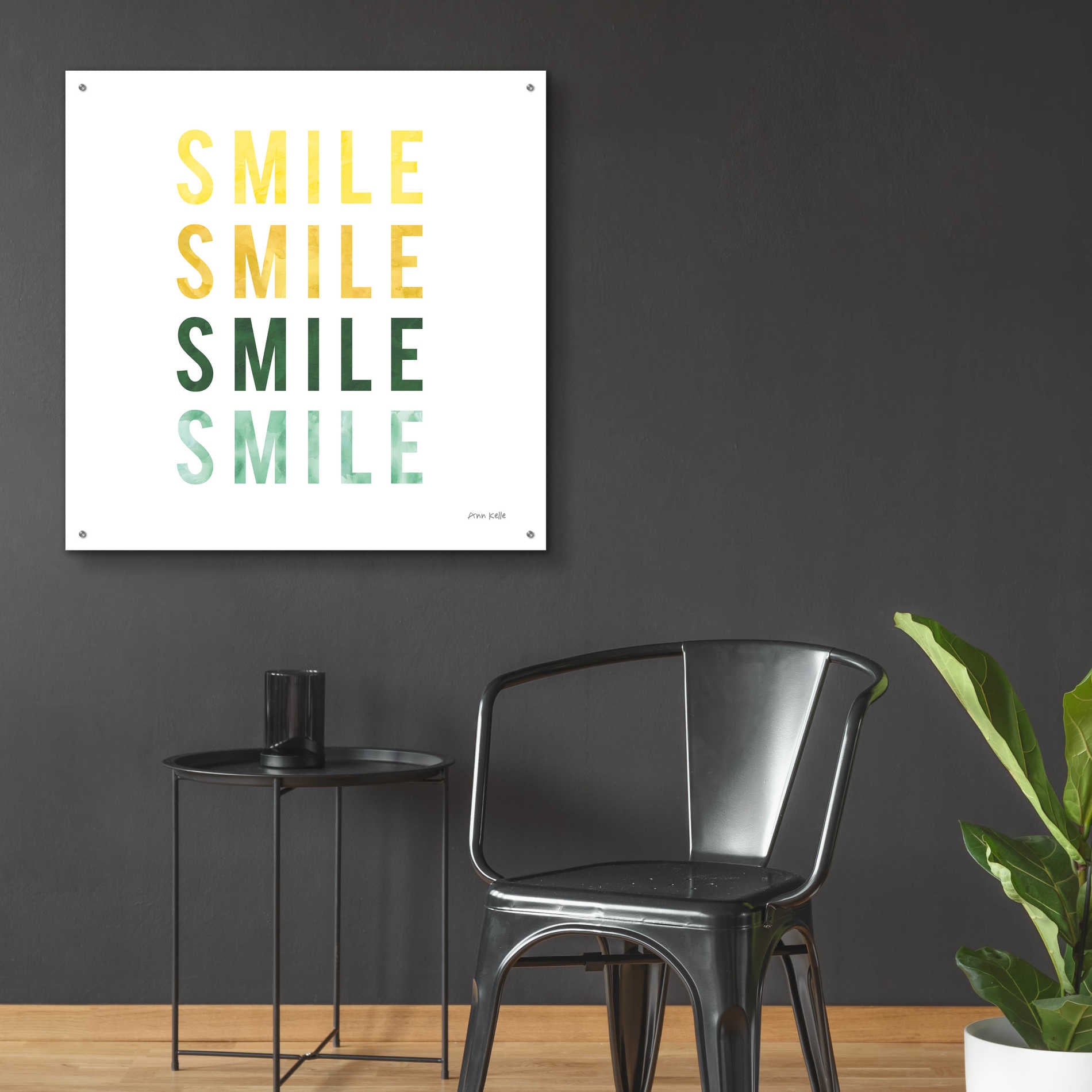 Epic Art 'Smile Smile' by Ann Kelle Designs, Acrylic Glass Wall Art,36x36