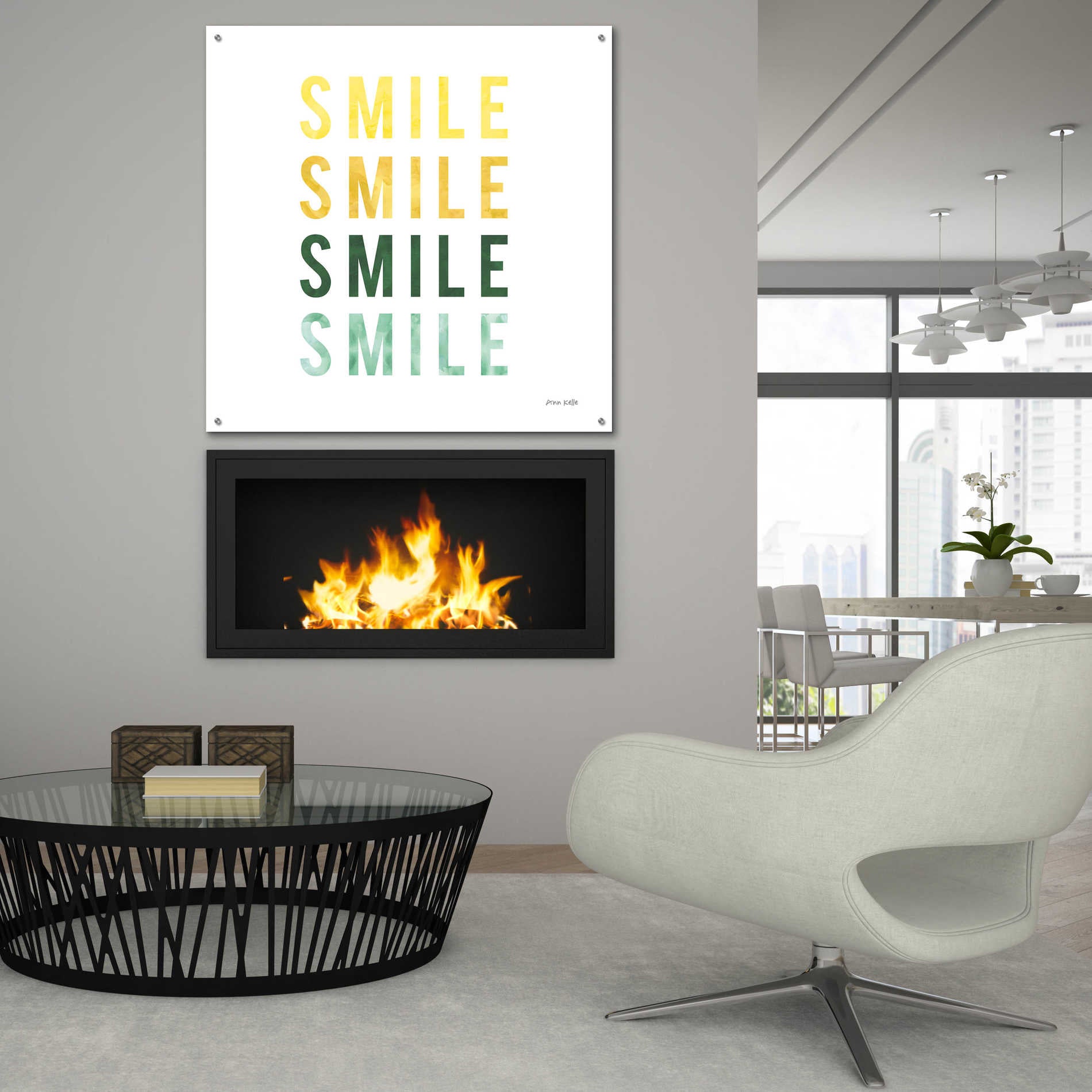 Epic Art 'Smile Smile' by Ann Kelle Designs, Acrylic Glass Wall Art,36x36