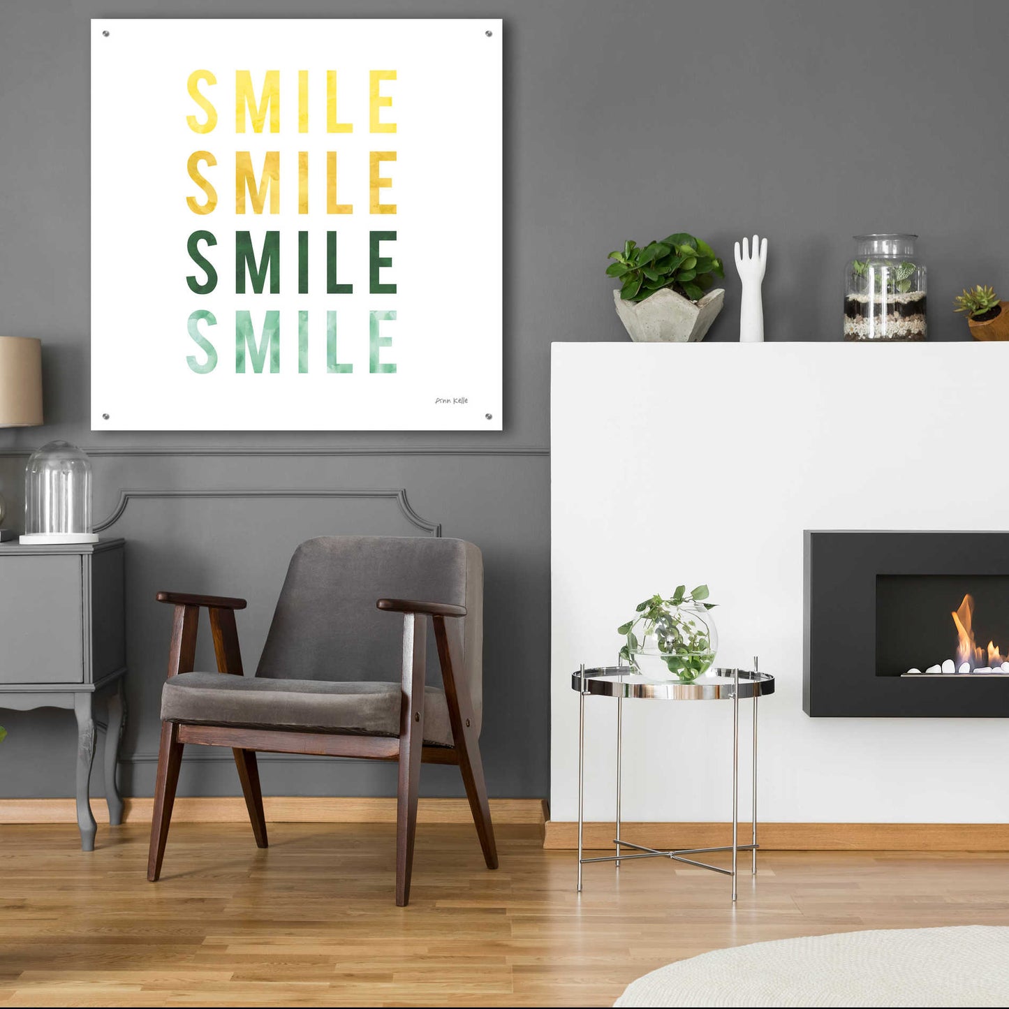 Epic Art 'Smile Smile' by Ann Kelle Designs, Acrylic Glass Wall Art,36x36