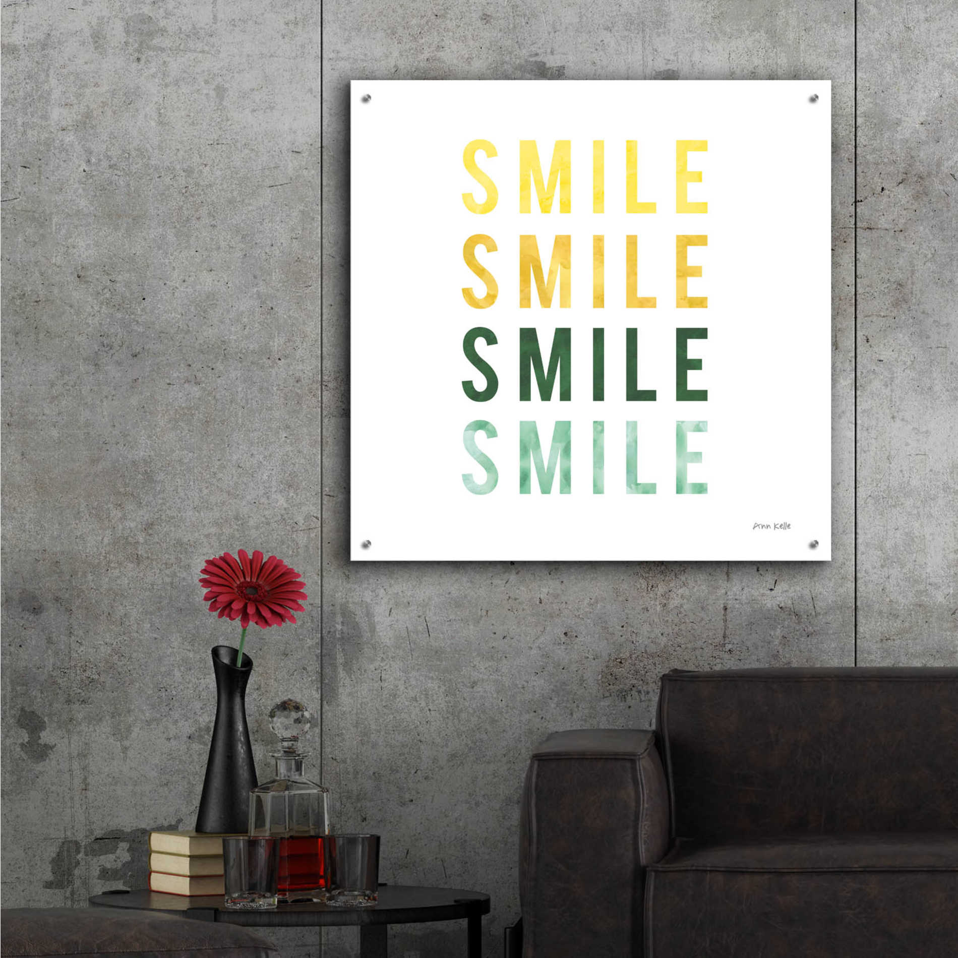 Epic Art 'Smile Smile' by Ann Kelle Designs, Acrylic Glass Wall Art,36x36