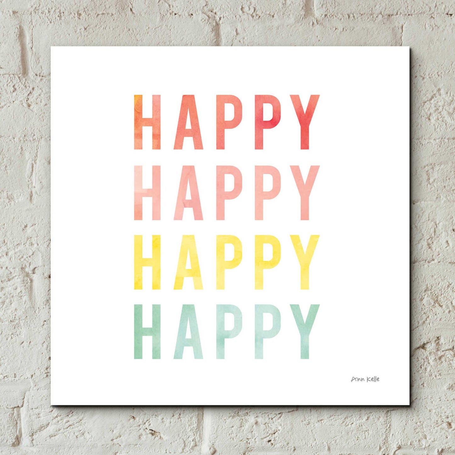 Epic Art 'Happy Happy' by Ann Kelle Designs, Acrylic Glass Wall Art,12x12