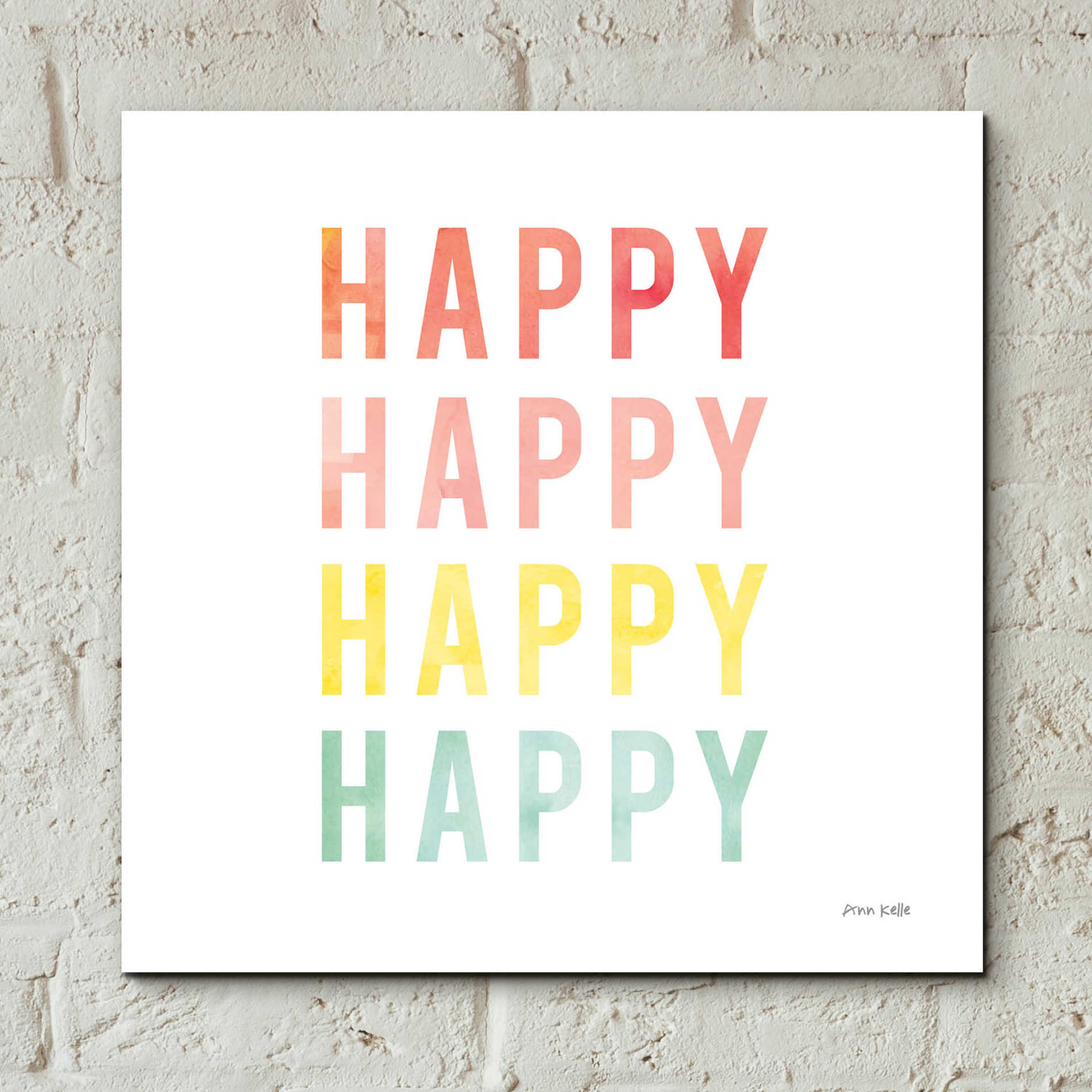 Epic Art 'Happy Happy' by Ann Kelle Designs, Acrylic Glass Wall Art,12x12