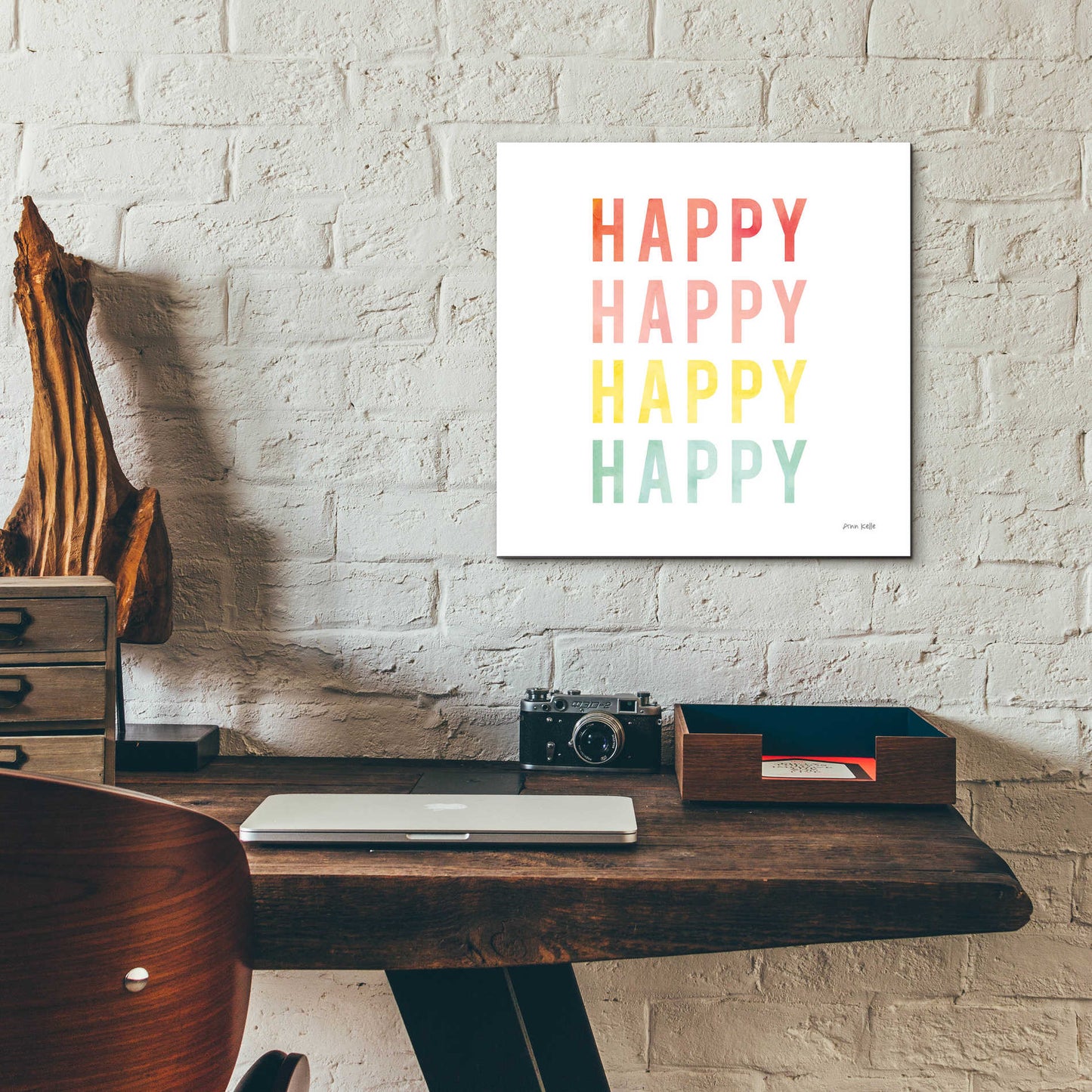 Epic Art 'Happy Happy' by Ann Kelle Designs, Acrylic Glass Wall Art,12x12