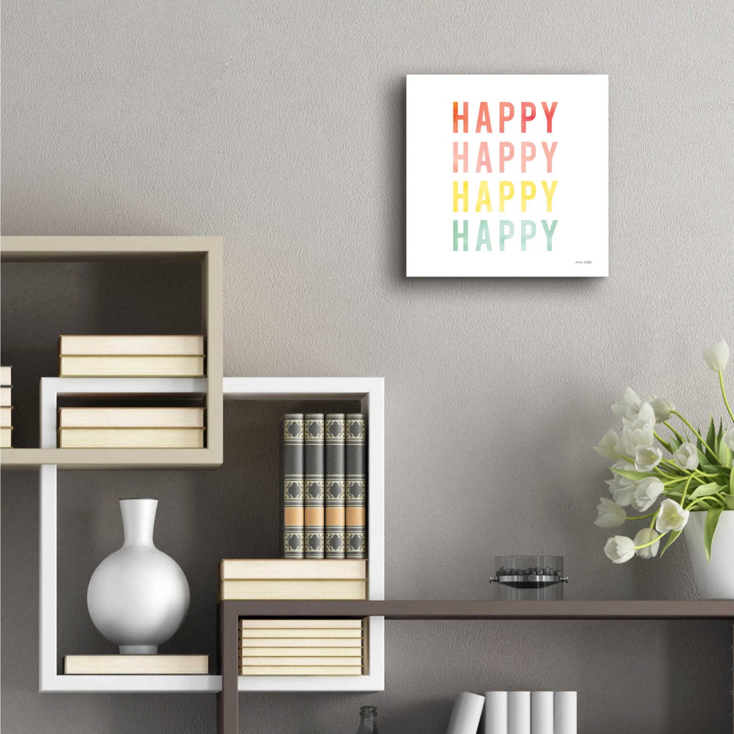 Epic Art 'Happy Happy' by Ann Kelle Designs, Acrylic Glass Wall Art,12x12