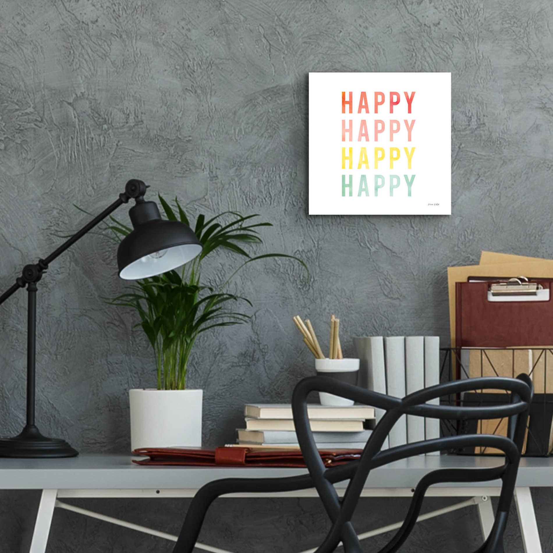 Epic Art 'Happy Happy' by Ann Kelle Designs, Acrylic Glass Wall Art,12x12