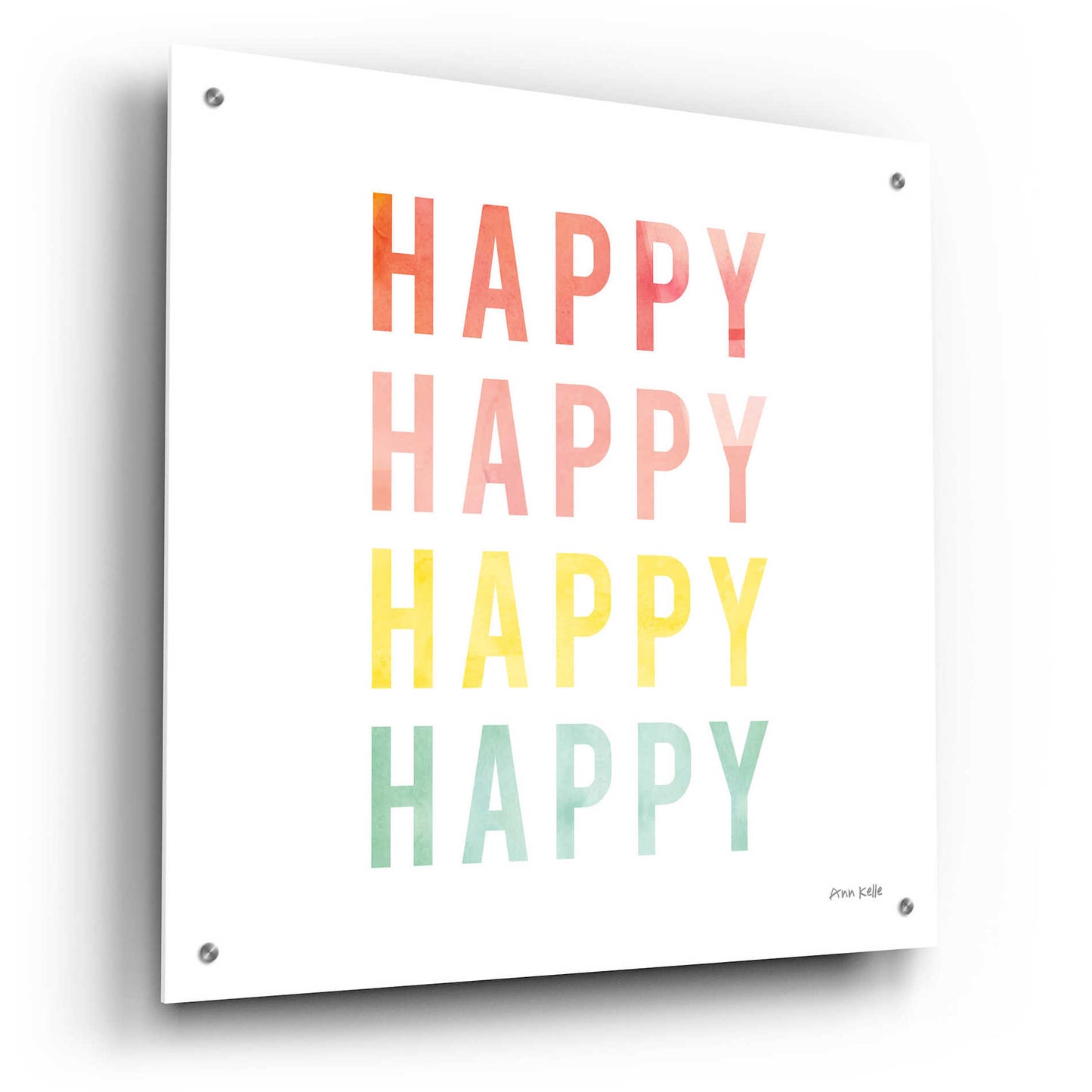 Epic Art 'Happy Happy' by Ann Kelle Designs, Acrylic Glass Wall Art,24x24