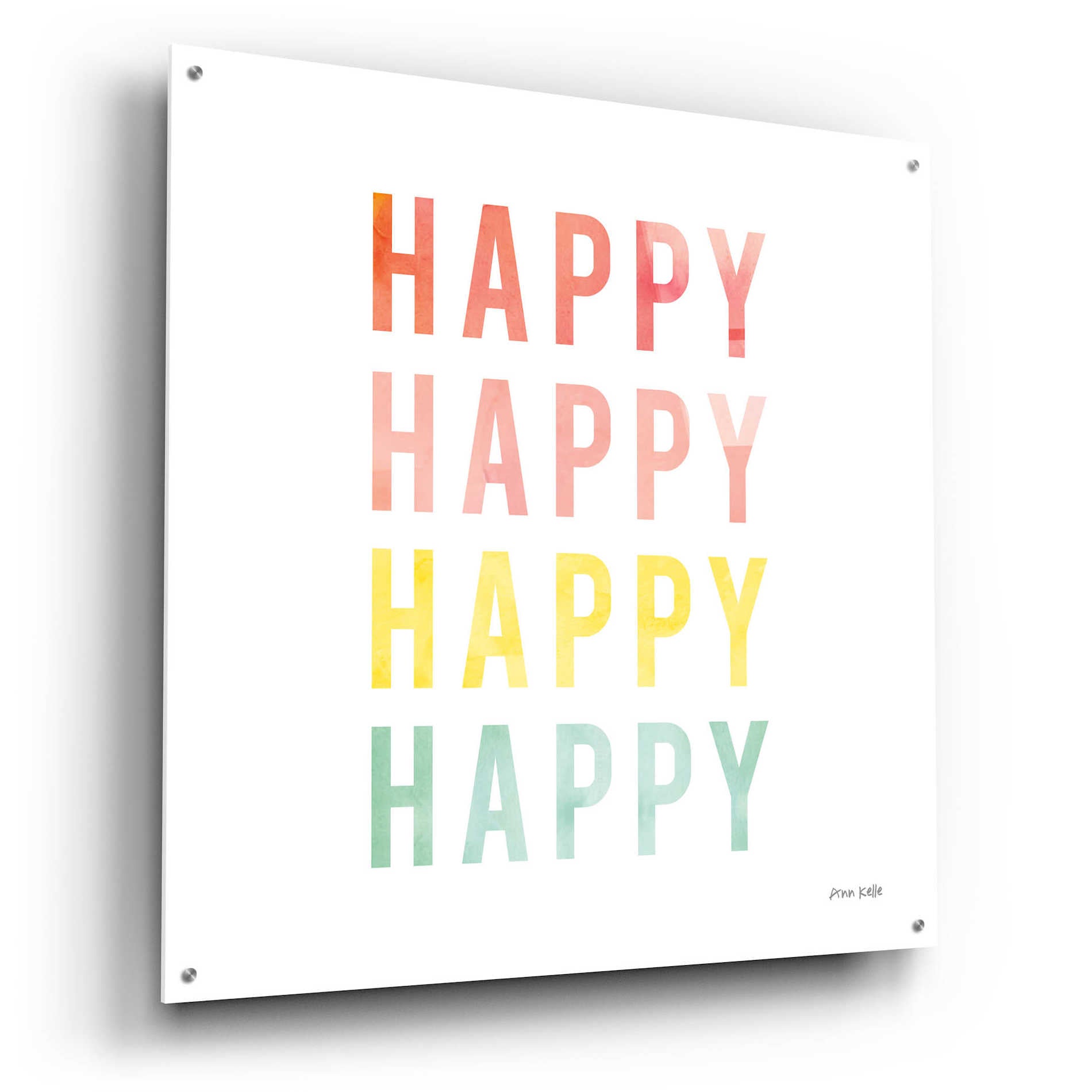 Epic Art 'Happy Happy' by Ann Kelle Designs, Acrylic Glass Wall Art,36x36