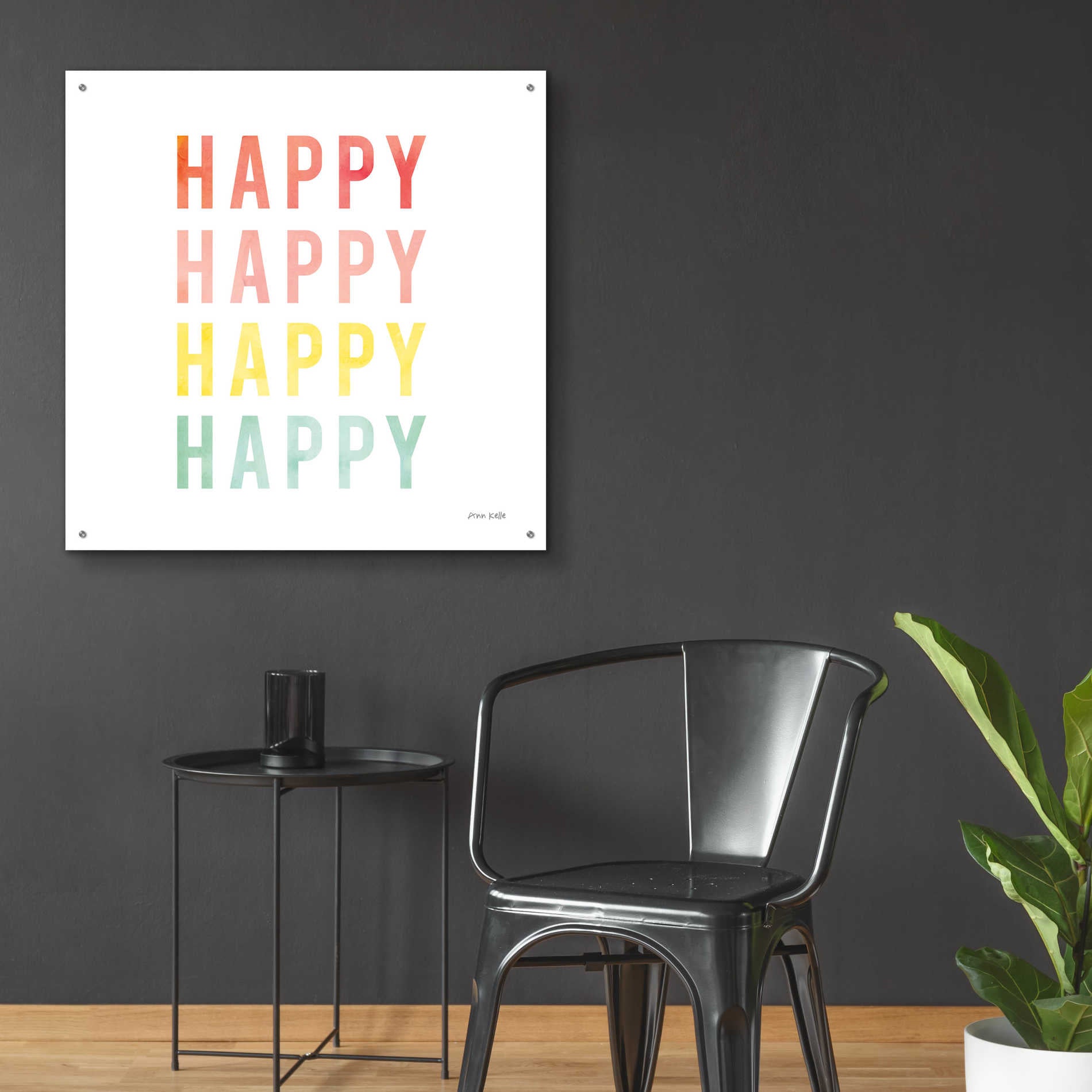 Epic Art 'Happy Happy' by Ann Kelle Designs, Acrylic Glass Wall Art,36x36