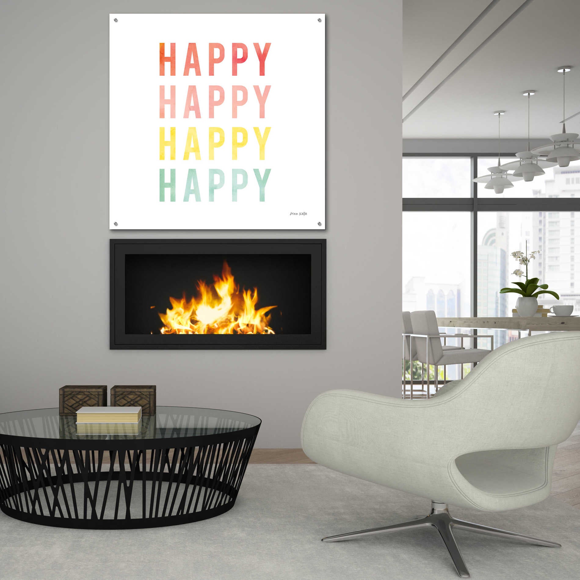 Epic Art 'Happy Happy' by Ann Kelle Designs, Acrylic Glass Wall Art,36x36