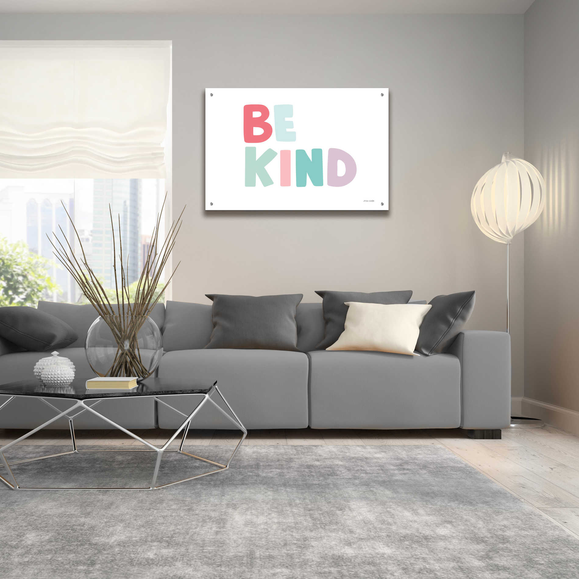 Epic Art 'Be Kind' by Ann Kelle Designs, Acrylic Glass Wall Art,36x24